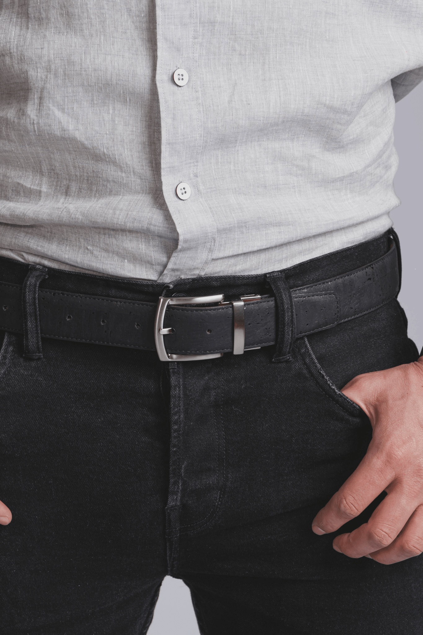 Cork Reversible Men's Belt (Brown/Black) - pokemaCork Reversible Men's Belt (Brown/Black)