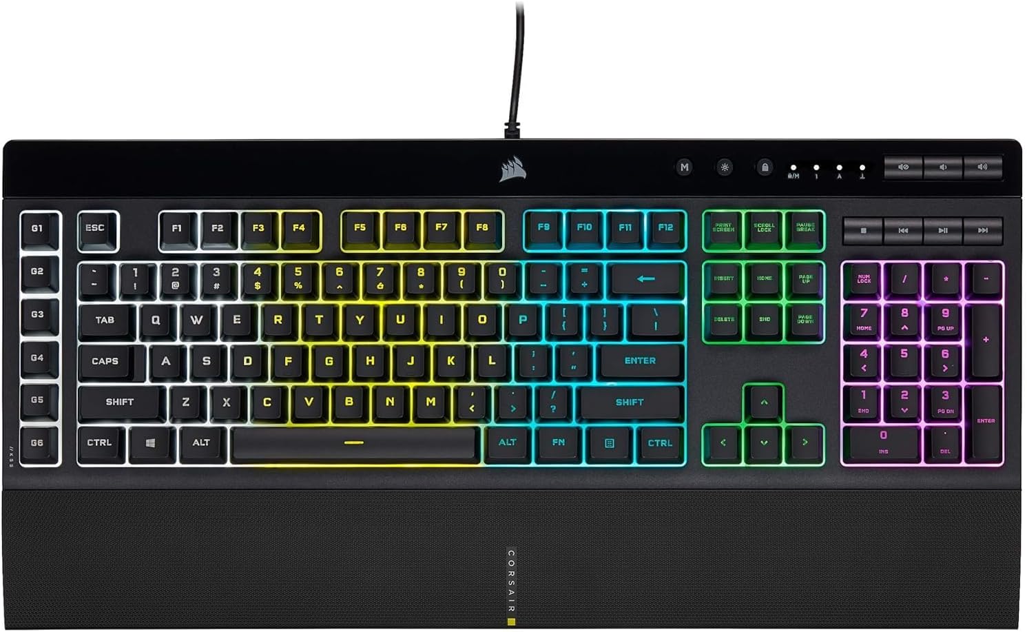 CORSAIR K55 RGB PRO Membrane Wired Gaming Keyboard – QWERTY US Layout, IP42 Dust and Spill-Resistant – 6 Macro Keys with Elgato Integration – iCUE Compatible – PC, Mac, Xbox – Black - pokemaCORSAIR K55 RGB PRO Membrane Wired Gaming Keyboard – QWERTY US Layout, IP42 Dust and Spill-Resistant – 6 Macro Keys with Elgato Integration – iCUE Compatible – PC, Mac, Xbox – Black