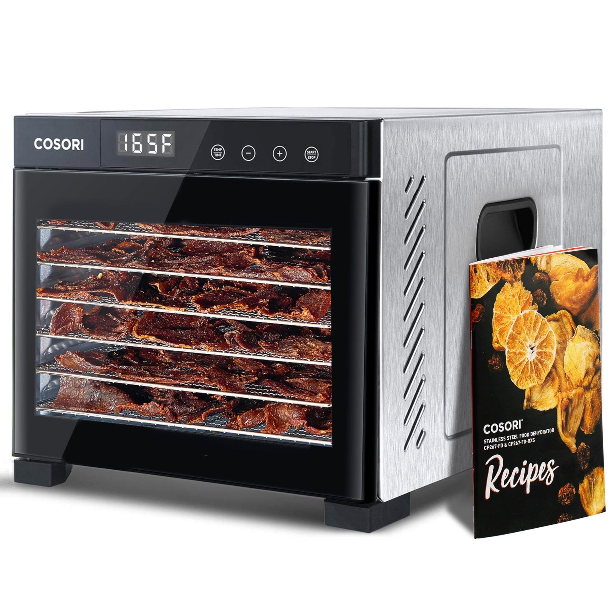 Cosori Food Dehydrator, 6 Stainless Steel Trays, 48H Timer, Temp Control | Ideal for Jerky, Fruit, Vegetables, Herbs, Yogurt & Dog Treats, 600W Rear-Mounted Fan for Even Drying, 50 Recipes, Silver - pokemaCosori Food Dehydrator, 6 Stainless Steel Trays, 48H Timer, Temp Control | Ideal for Jerky, Fruit, Vegetables, Herbs, Yogurt & Dog Treats, 600W Rear-Mounted Fan for Even Drying, 50 Recipes, Silver