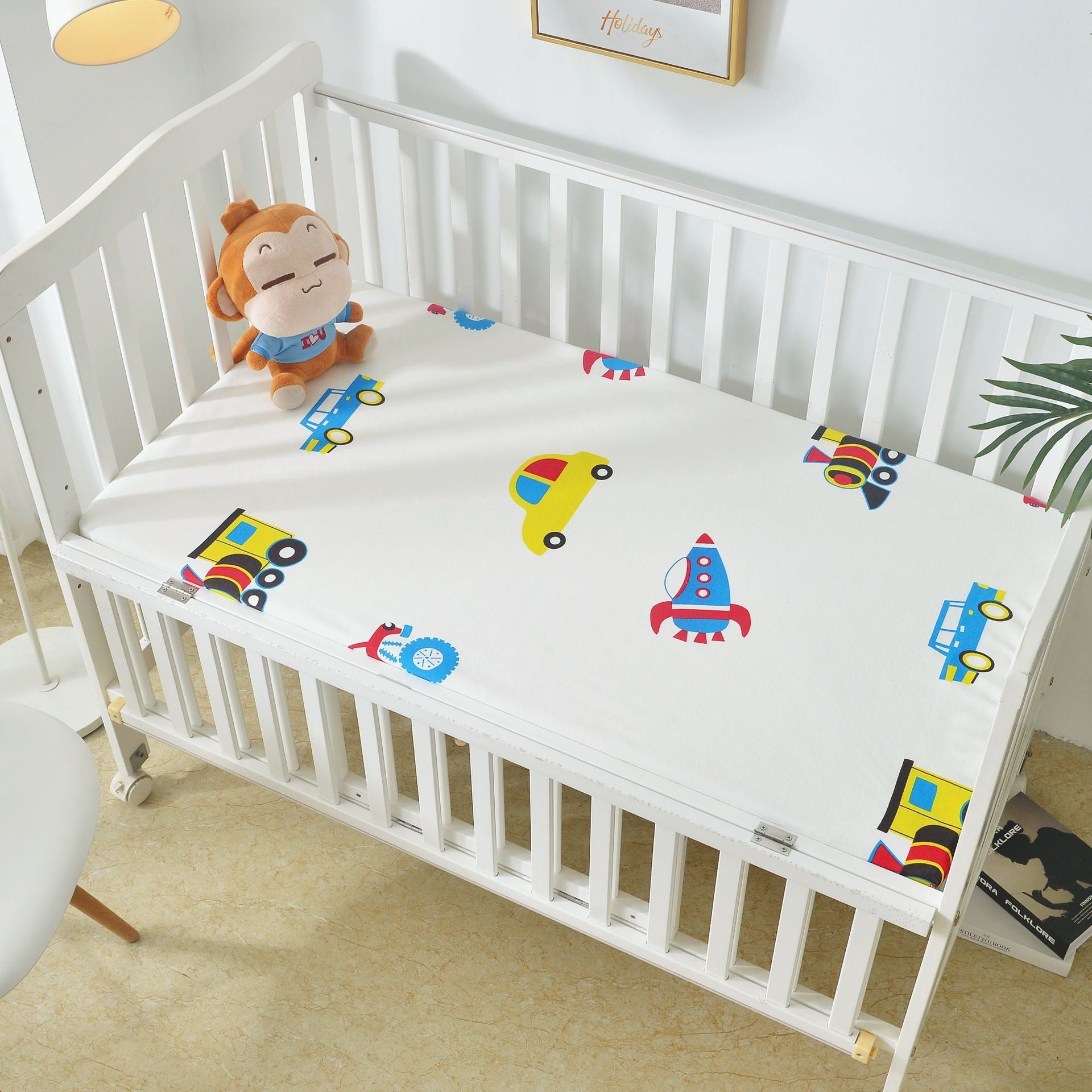 Cotton Crib Bed Sheet Urine-Proof Waterproof Breathable Bed Sheet Non-Slip Bed Cover - pokema77870daa7206bcf3fb6022fded55bce3
