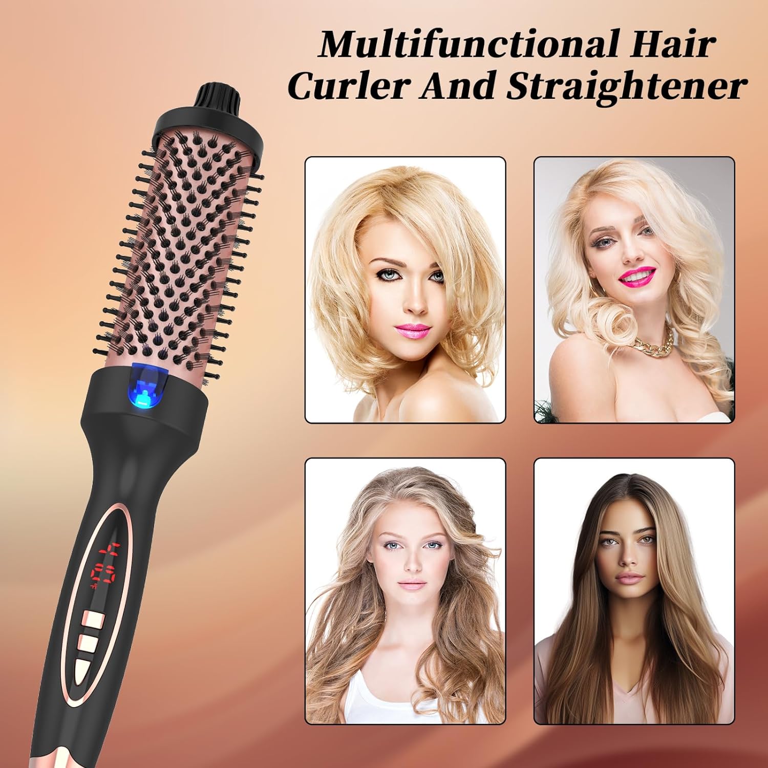 Curling Iron Thermal Brush 1.5 Inch Global Voltage Travel-Friendly with Digital Display Temperature Ceramic Tourmaline Ionic Quick Heated Round Bush Suitable for Medium and Long Hair - pokemaCurling Iron Thermal Brush 1.5 Inch Global Voltage Travel-Friendly with Digital Display Temperature Ceramic Tourmaline Ionic Quick Heated Round Bush Suitable for Medium and Long Hair