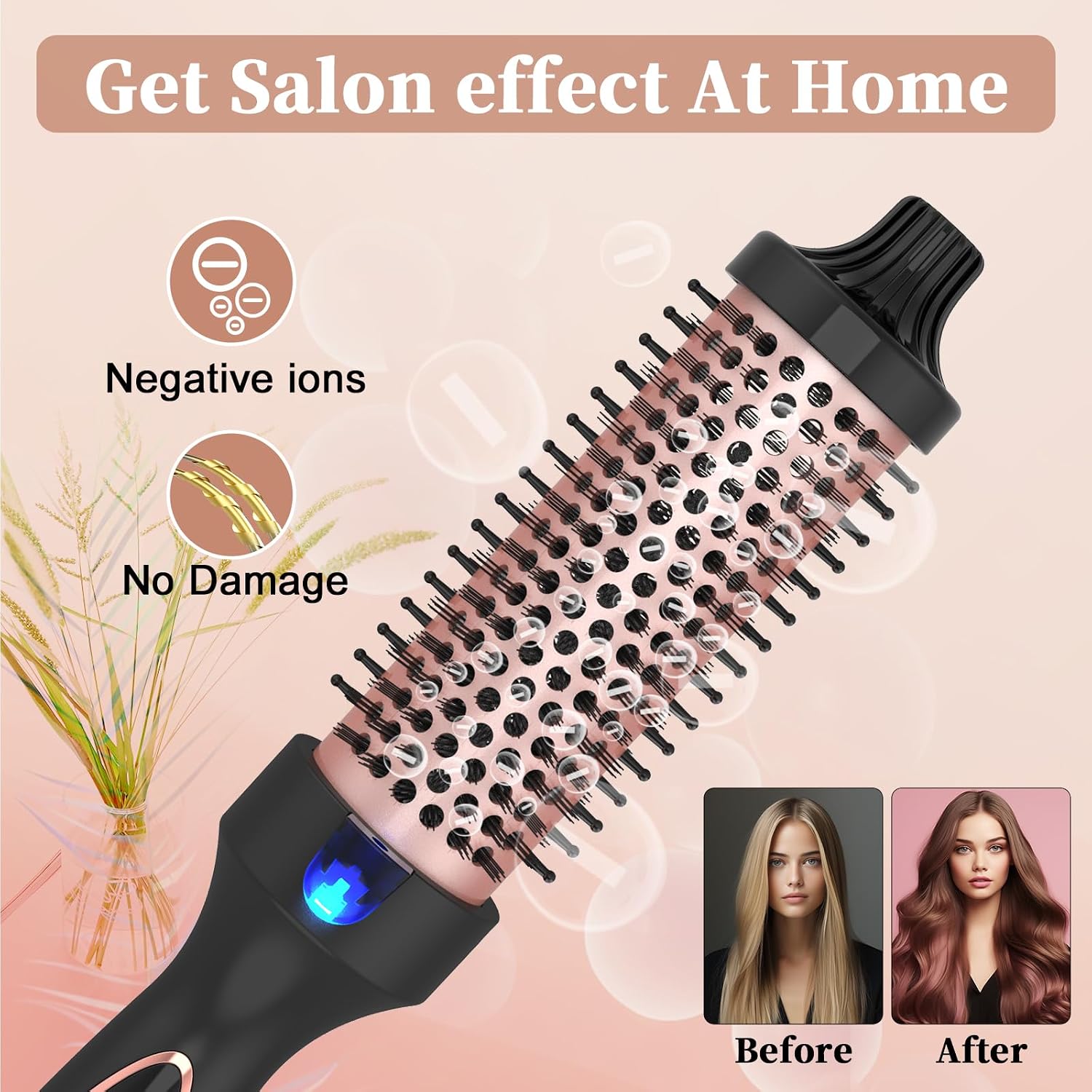 Curling Iron Thermal Brush 1.5 Inch Global Voltage Travel-Friendly with Digital Display Temperature Ceramic Tourmaline Ionic Quick Heated Round Bush Suitable for Medium and Long Hair - pokemaCurling Iron Thermal Brush 1.5 Inch Global Voltage Travel-Friendly with Digital Display Temperature Ceramic Tourmaline Ionic Quick Heated Round Bush Suitable for Medium and Long Hair