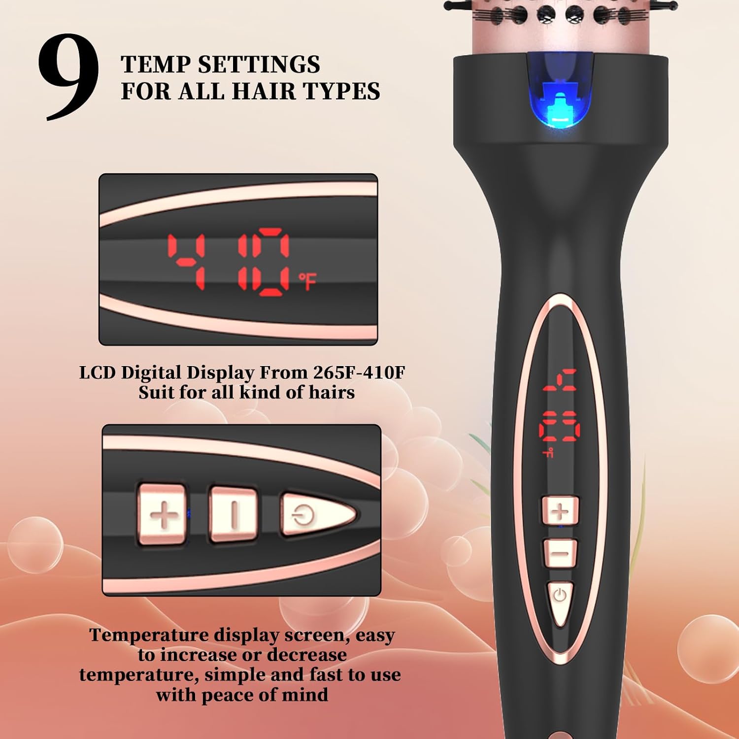 Curling Iron Thermal Brush 1.5 Inch Global Voltage Travel-Friendly with Digital Display Temperature Ceramic Tourmaline Ionic Quick Heated Round Bush Suitable for Medium and Long Hair - pokemaCurling Iron Thermal Brush 1.5 Inch Global Voltage Travel-Friendly with Digital Display Temperature Ceramic Tourmaline Ionic Quick Heated Round Bush Suitable for Medium and Long Hair