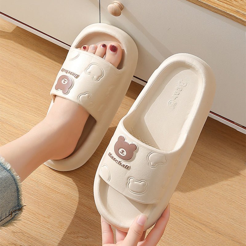 Cute Cartoon Bear Slippers For Women Summer Indoor Thick-soled Non-slip Floor Bathroom Home Slippers Men House Shoes - pokemaceeb1689a1b782fa61396bd138276db6