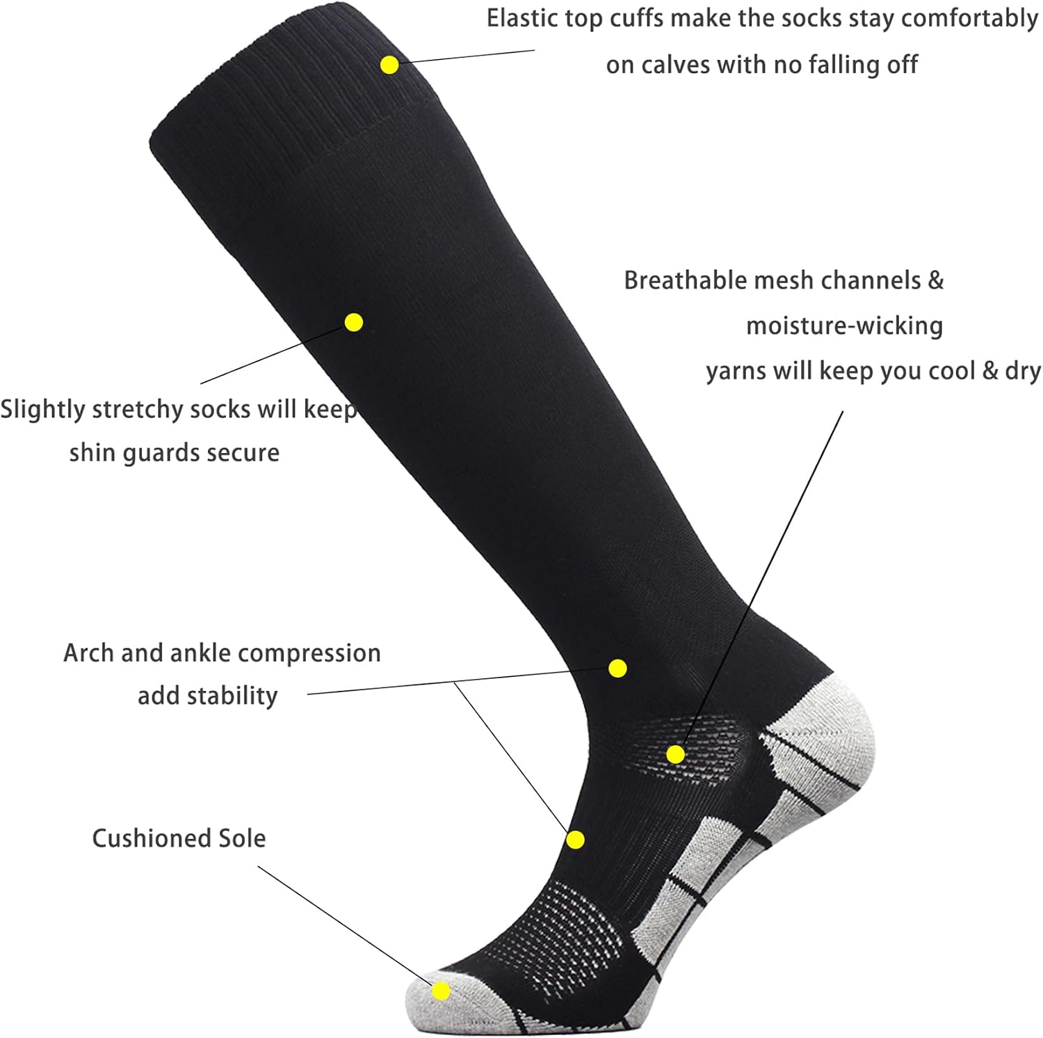 CWVLC Soccer Socks (3/5 pairs) Team Sport Knee High Socks for Adult Youth Kids - pokemaCWVLC Soccer Socks (3/5 pairs) Team Sport Knee High Socks for Adult Youth Kids
