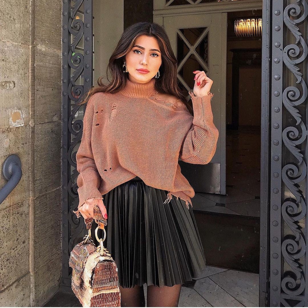 Draped Pleated Knitted Mini Skirts Women Winter Short Skirt - pokema8fdb602bdcd7058c4c969a5d94a5e846