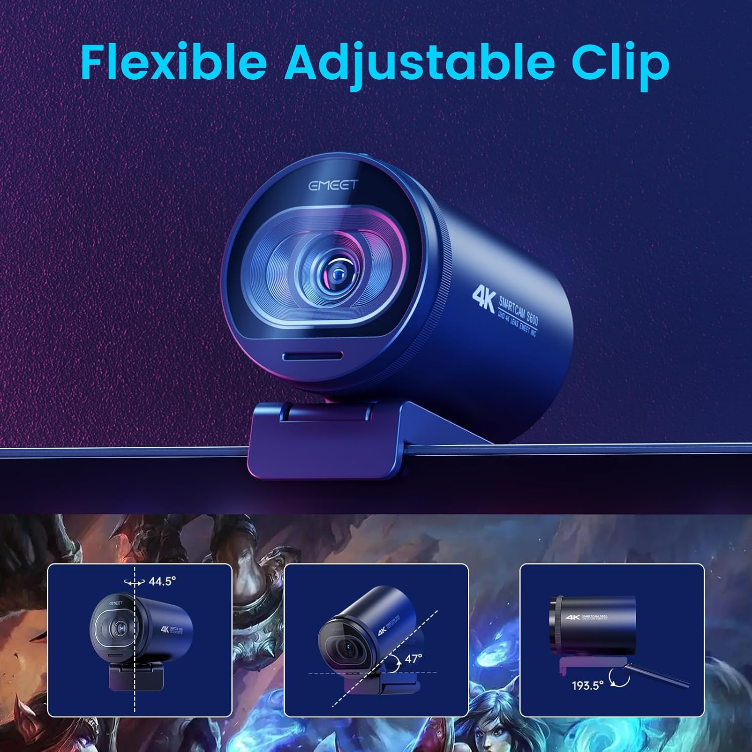 EMEET S600 4K Webcam for Streaming - Sony 1/2.5'' Sensor, PDAF Autofocus, 1080P@60FPS, 2 Noise Reduction Mics, Built-in Privacy Cover, 73° FOV, Streaming Camera for Live Commerce/Gaming/Beauty - pokemaEMEET S600 4K Webcam for Streaming - Sony 1/2.5'' Sensor, PDAF Autofocus, 1080P@60FPS, 2 Noise Reduction Mics, Built-in Privacy Cover, 73° FOV, Streaming Camera for Live Commerce/Gaming/Beauty