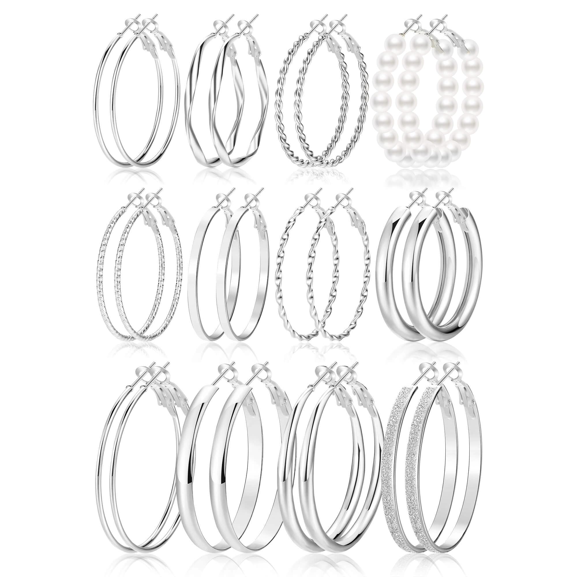Ensemble de boucles d'oreilles créoles en or pour femme, 12 paires - Hypoallergénique - Grandes/épaisses et fines - Boucles d'oreilles en or en forme de boucle pour bijoux - Cadeau - 40 mm/50 mm - pokemaEnsemble de boucles d'oreilles créoles en or pour femme, 12 paires - Hypoallergénique - Grandes/épaisses et fines - Boucles d'oreilles en or en forme de boucle pour bijoux - Cadeau - 40 mm/50 mm