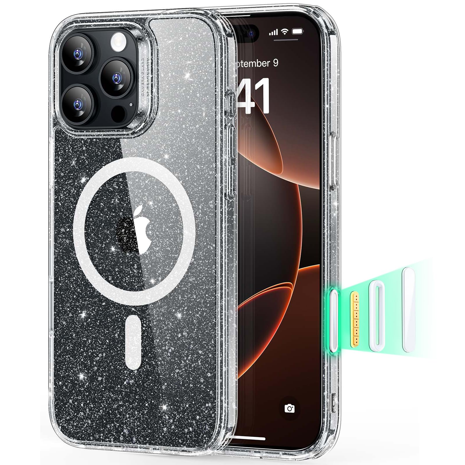 ESR for iPhone 16 Pro Max Case, Camera Control Capture Button, Compatible with MagSafe, Shockproof Military-Grade Protection, Phone Case for iPhone 16 Pro Max, Classic Hybrid Case(HaloLock), Clear - pokemaESR for iPhone 16 Pro Max Case, Camera Control Capture Button, Compatible with MagSafe, Shockproof Military-Grade Protection, Phone Case for iPhone 16 Pro Max, Classic Hybrid Case(HaloLock), Clear
