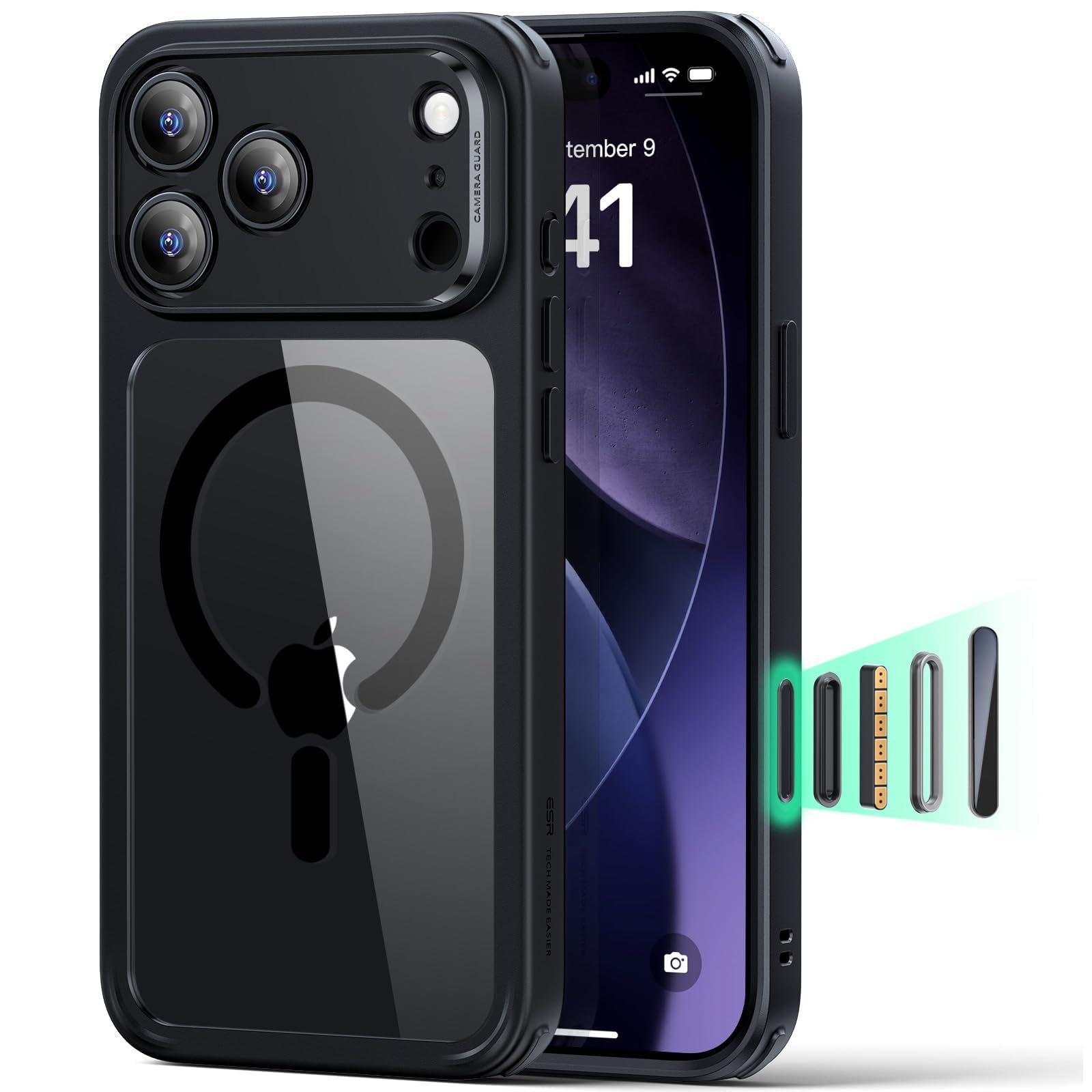 ESR for iPhone 16 Pro Max Case, Camera Control Capture Button, Compatible with MagSafe, Shockproof Military-Grade Protection, Phone Case for iPhone 16 Pro Max, Classic Hybrid Case(HaloLock), Clear - pokemaESR for iPhone 16 Pro Max Case, Camera Control Capture Button, Compatible with MagSafe, Shockproof Military-Grade Protection, Phone Case for iPhone 16 Pro Max, Classic Hybrid Case(HaloLock), Clear