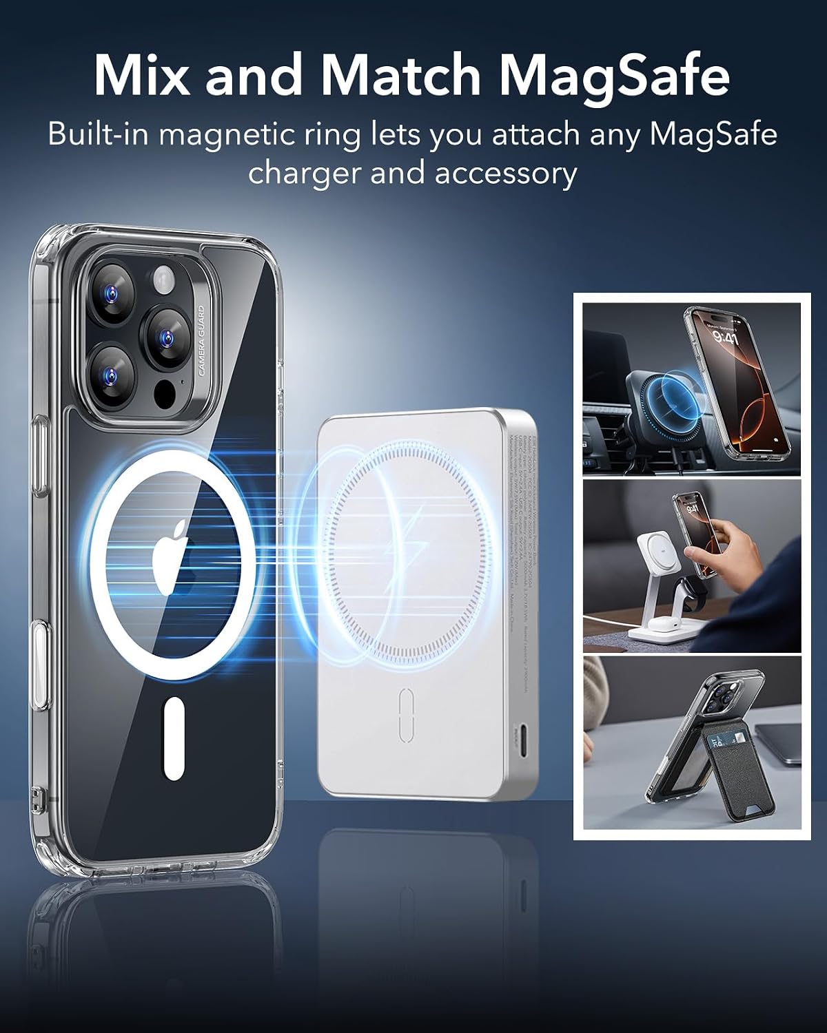 ESR for iPhone 16 Pro Max Case, Camera Control Capture Button, Compatible with MagSafe, Shockproof Military-Grade Protection, Phone Case for iPhone 16 Pro Max, Classic Hybrid Case(HaloLock), Clear - pokemaESR for iPhone 16 Pro Max Case, Camera Control Capture Button, Compatible with MagSafe, Shockproof Military-Grade Protection, Phone Case for iPhone 16 Pro Max, Classic Hybrid Case(HaloLock), Clear
