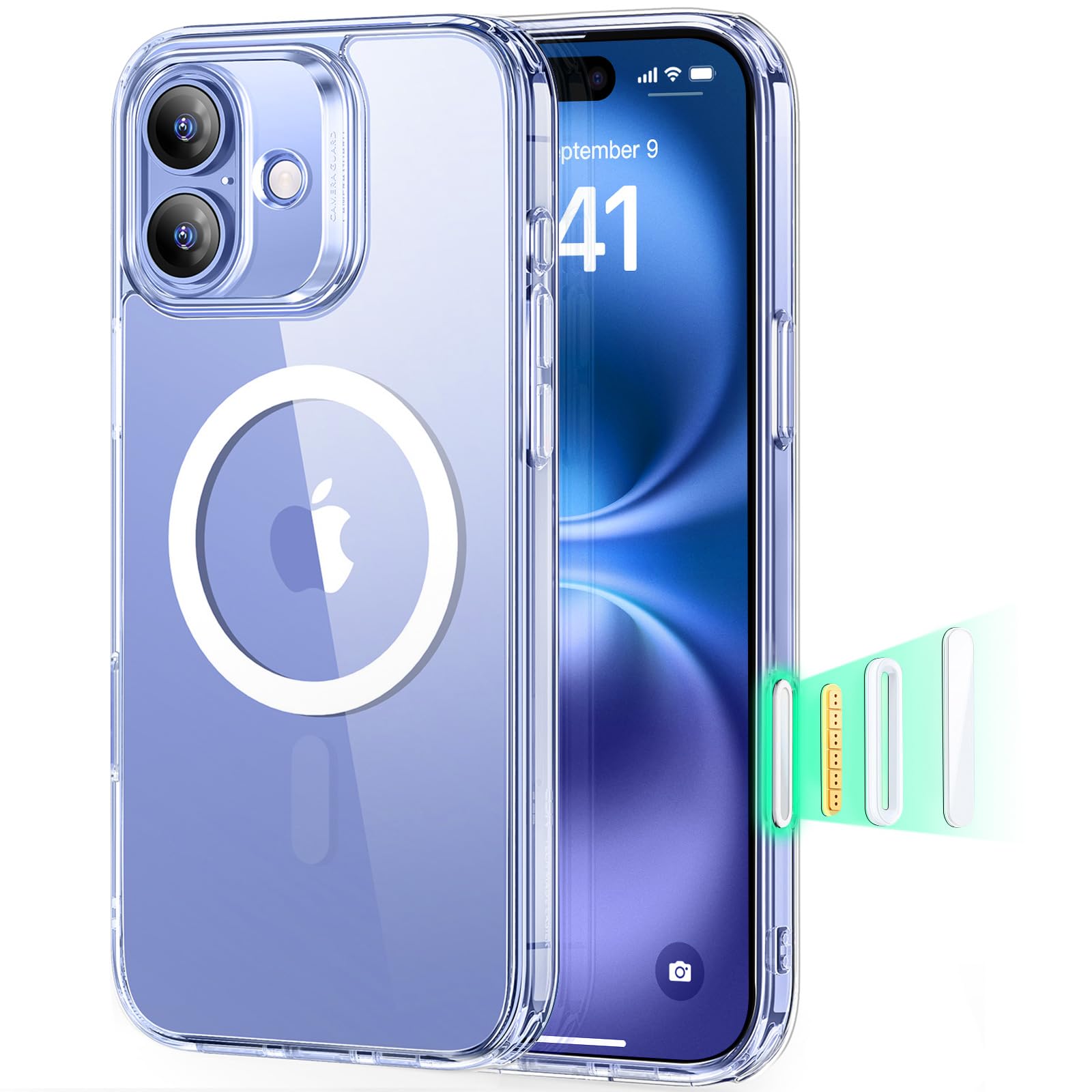 ESR for iPhone 16 Pro Max Case, Camera Control Capture Button, Compatible with MagSafe, Shockproof Military-Grade Protection, Phone Case for iPhone 16 Pro Max, Classic Hybrid Case(HaloLock), Clear - pokemaESR for iPhone 16 Pro Max Case, Camera Control Capture Button, Compatible with MagSafe, Shockproof Military-Grade Protection, Phone Case for iPhone 16 Pro Max, Classic Hybrid Case(HaloLock), Clear