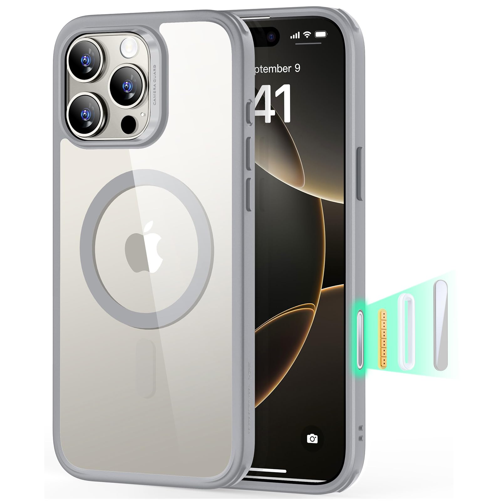 ESR for iPhone 16 Pro Max Case, Camera Control Capture Button, Compatible with MagSafe, Shockproof Military-Grade Protection, Phone Case for iPhone 16 Pro Max, Classic Hybrid Case(HaloLock), Clear - pokemaESR for iPhone 16 Pro Max Case, Camera Control Capture Button, Compatible with MagSafe, Shockproof Military-Grade Protection, Phone Case for iPhone 16 Pro Max, Classic Hybrid Case(HaloLock), Clear