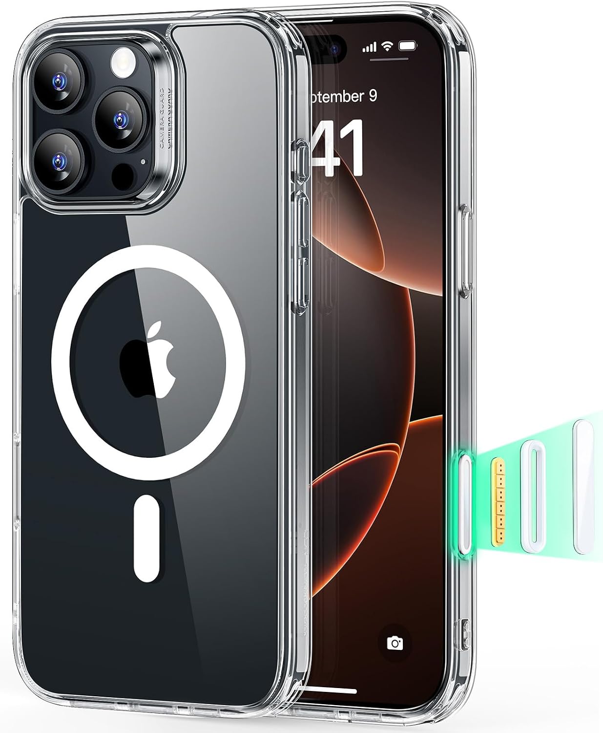 ESR for iPhone 16 Pro Max Case, Camera Control Capture Button, Compatible with MagSafe, Shockproof Military-Grade Protection, Phone Case for iPhone 16 Pro Max, Classic Hybrid Case(HaloLock), Clear - pokemaESR for iPhone 16 Pro Max Case, Camera Control Capture Button, Compatible with MagSafe, Shockproof Military-Grade Protection, Phone Case for iPhone 16 Pro Max, Classic Hybrid Case(HaloLock), Clear