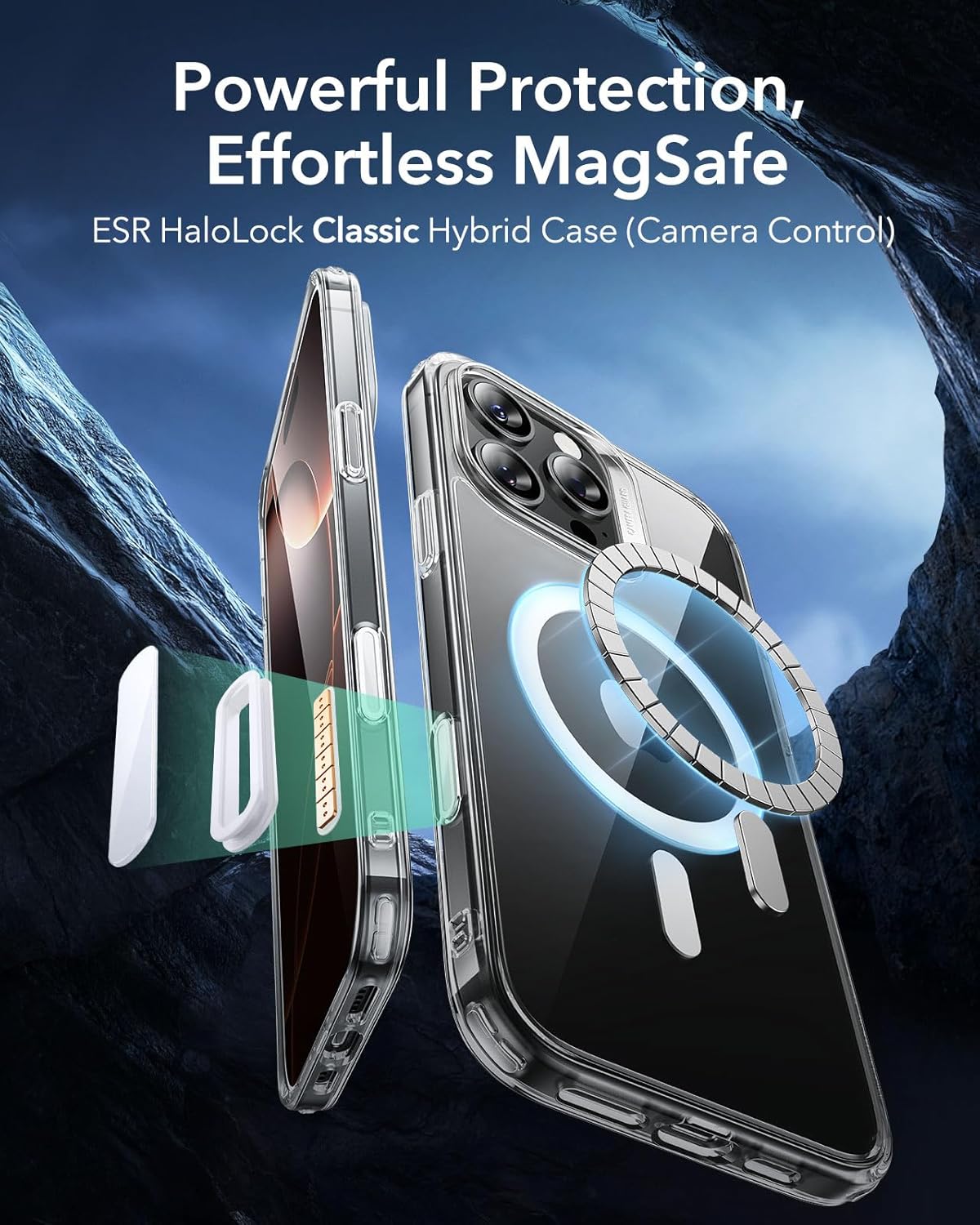 ESR for iPhone 16 Pro Max Case, Camera Control Capture Button, Compatible with MagSafe, Shockproof Military-Grade Protection, Phone Case for iPhone 16 Pro Max, Classic Hybrid Case(HaloLock), Clear - pokemaESR for iPhone 16 Pro Max Case, Camera Control Capture Button, Compatible with MagSafe, Shockproof Military-Grade Protection, Phone Case for iPhone 16 Pro Max, Classic Hybrid Case(HaloLock), Clear