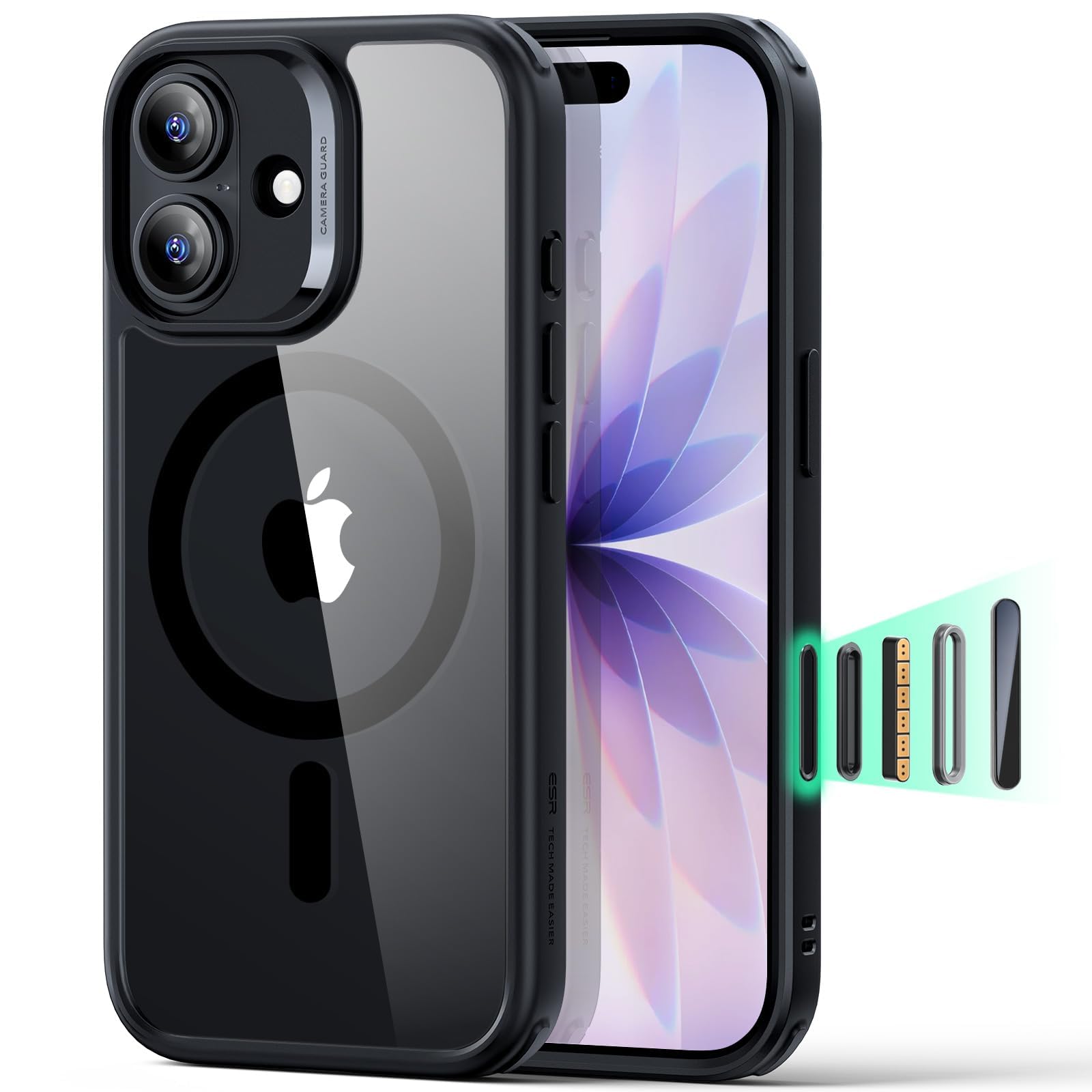 ESR for iPhone 16 Pro Max Case, Camera Control Capture Button, Compatible with MagSafe, Shockproof Military-Grade Protection, Phone Case for iPhone 16 Pro Max, Classic Hybrid Case(HaloLock), Clear - pokemaESR for iPhone 16 Pro Max Case, Camera Control Capture Button, Compatible with MagSafe, Shockproof Military-Grade Protection, Phone Case for iPhone 16 Pro Max, Classic Hybrid Case(HaloLock), Clear