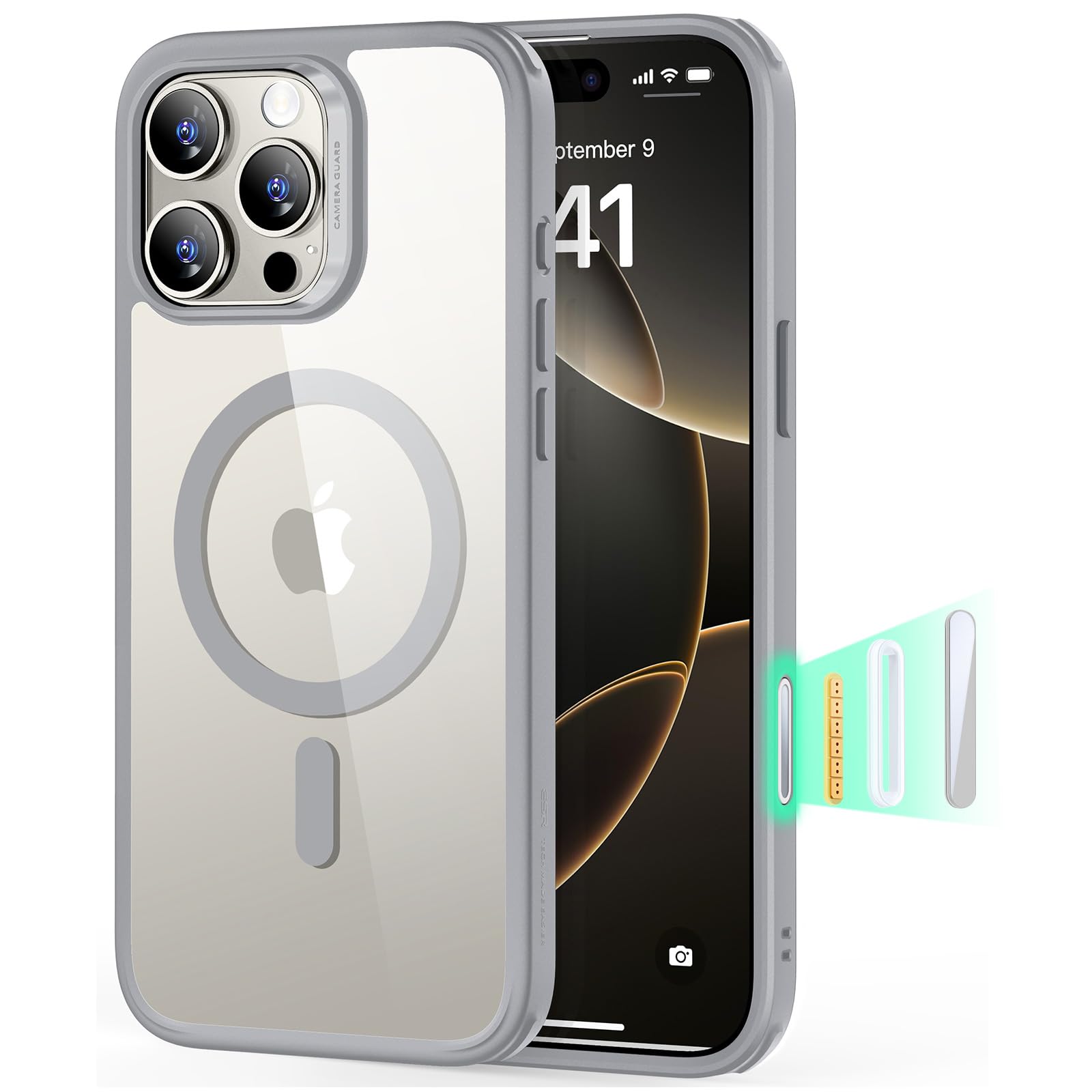 ESR for iPhone 16 Pro Max Case, Camera Control Capture Button, Compatible with MagSafe, Shockproof Military-Grade Protection, Phone Case for iPhone 16 Pro Max, Classic Hybrid Case(HaloLock), Clear - pokemaESR for iPhone 16 Pro Max Case, Camera Control Capture Button, Compatible with MagSafe, Shockproof Military-Grade Protection, Phone Case for iPhone 16 Pro Max, Classic Hybrid Case(HaloLock), Clear