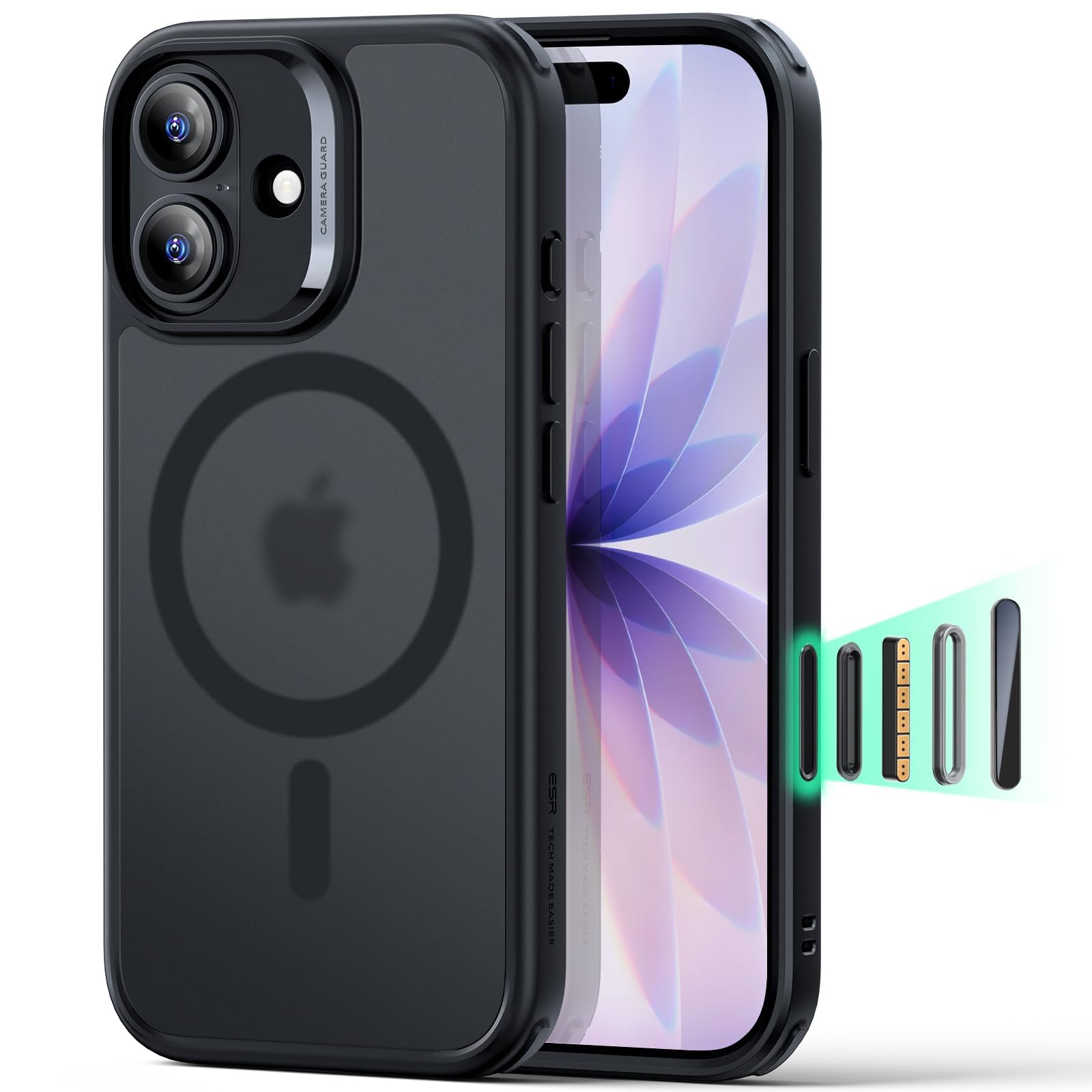 ESR for iPhone 16 Pro Max Case, Camera Control Capture Button, Compatible with MagSafe, Shockproof Military-Grade Protection, Phone Case for iPhone 16 Pro Max, Classic Hybrid Case(HaloLock), Clear - pokemaESR for iPhone 16 Pro Max Case, Camera Control Capture Button, Compatible with MagSafe, Shockproof Military-Grade Protection, Phone Case for iPhone 16 Pro Max, Classic Hybrid Case(HaloLock), Clear