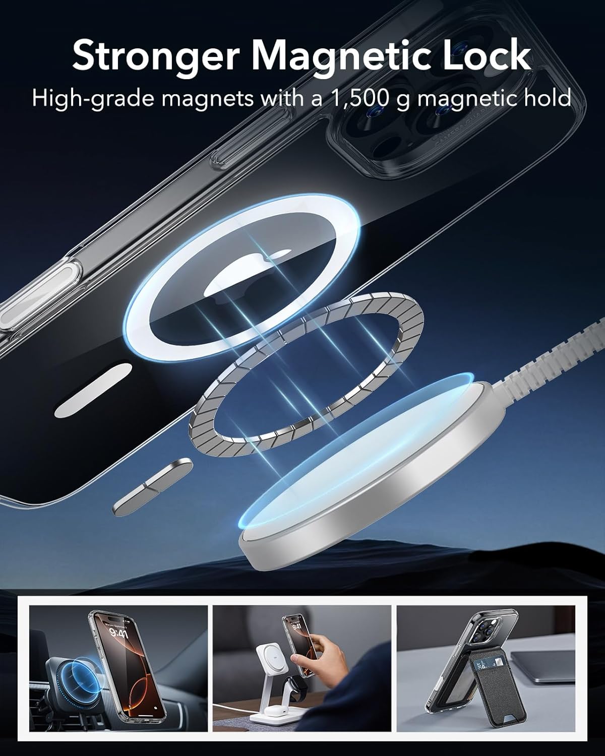 ESR for iPhone 16 Pro Max Case, Camera Control Capture Button, Compatible with MagSafe, Shockproof Military-Grade Protection, Phone Case for iPhone 16 Pro Max, Classic Hybrid Case(HaloLock), Clear - pokemaESR for iPhone 16 Pro Max Case, Camera Control Capture Button, Compatible with MagSafe, Shockproof Military-Grade Protection, Phone Case for iPhone 16 Pro Max, Classic Hybrid Case(HaloLock), Clear