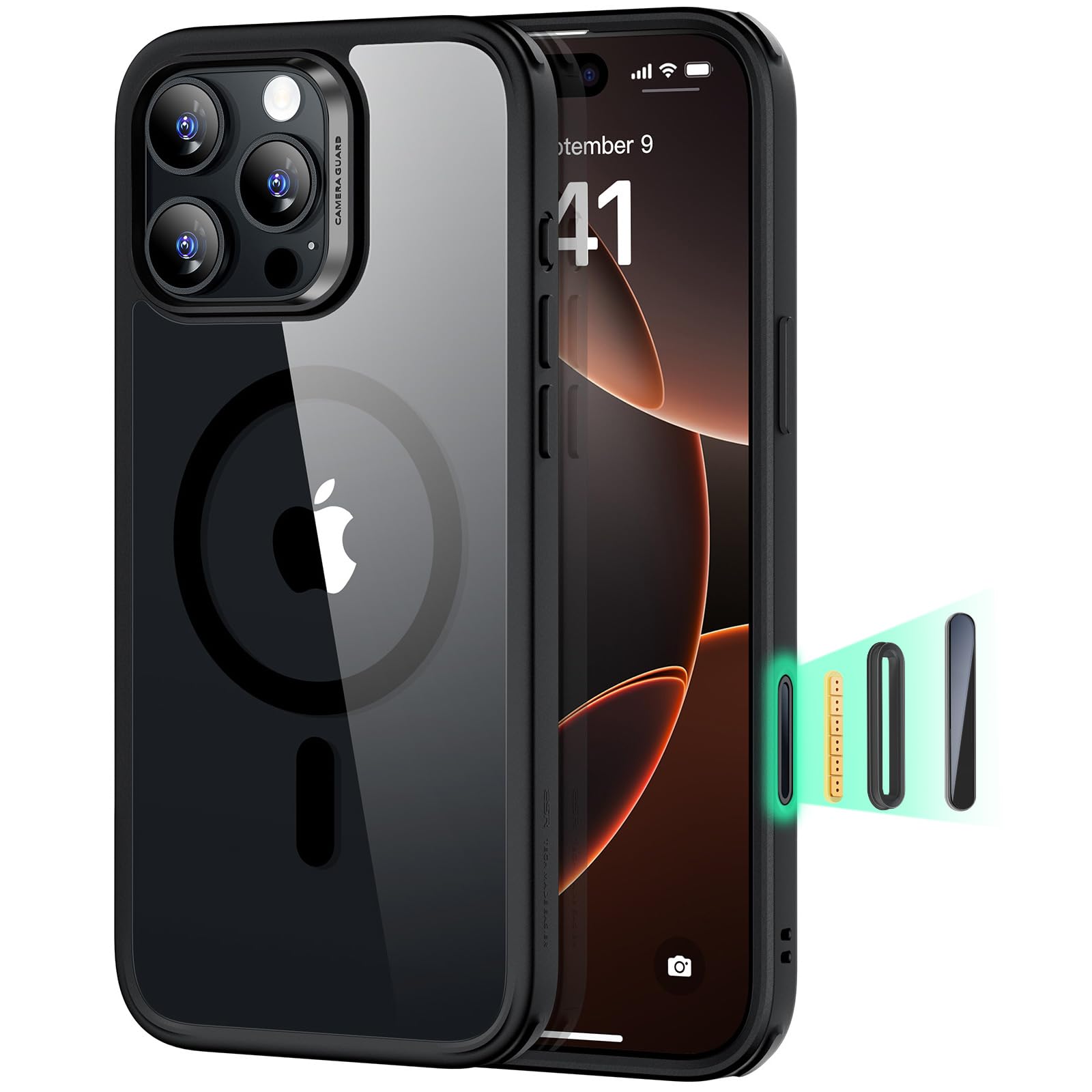 ESR for iPhone 16 Pro Max Case, Camera Control Capture Button, Compatible with MagSafe, Shockproof Military-Grade Protection, Phone Case for iPhone 16 Pro Max, Classic Hybrid Case(HaloLock), Clear - pokemaESR for iPhone 16 Pro Max Case, Camera Control Capture Button, Compatible with MagSafe, Shockproof Military-Grade Protection, Phone Case for iPhone 16 Pro Max, Classic Hybrid Case(HaloLock), Clear