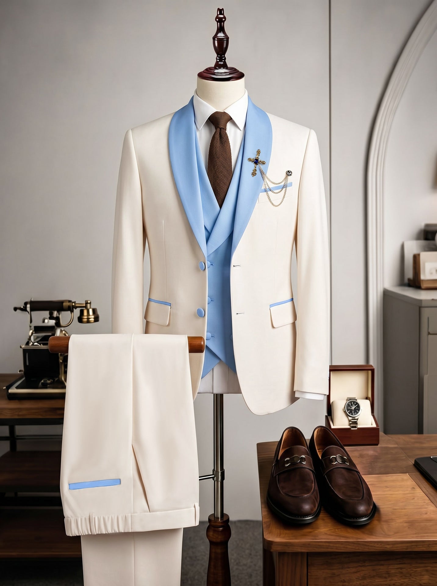 European And American Mens Waistcoat And Suit Pants Business Ensemble - pokema83a7671b8587f98ce4ddc6ff846d7b4
