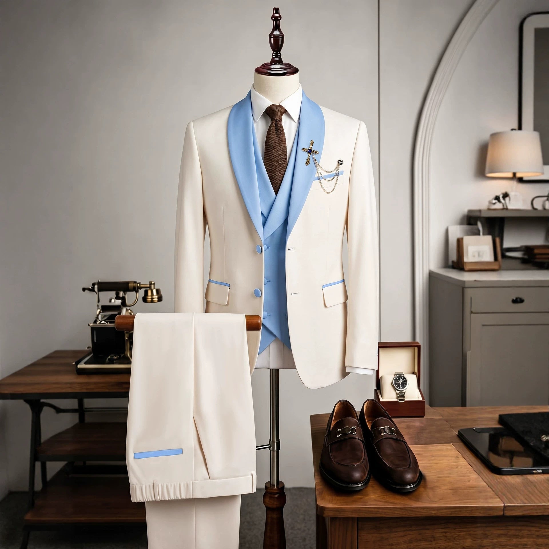 European And American Mens Waistcoat And Suit Pants Business Ensemble - pokemadcd189e5720a1be5aa6f1e7406514fa8