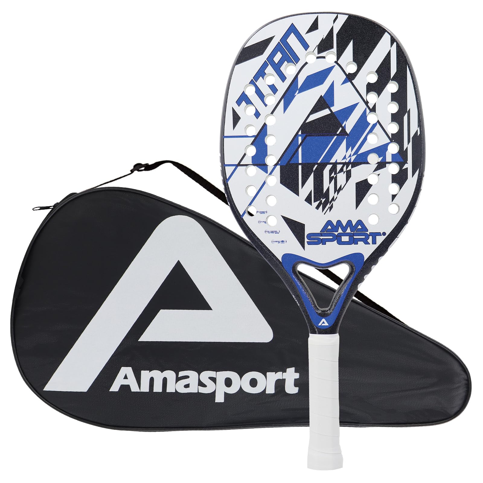 EVA Core Carbon Beach Tennis Racket with Textured Grip and Bag (Blue) - pokemaEVA Core Carbon Beach Tennis Racket with Textured Grip and Bag (Blue)