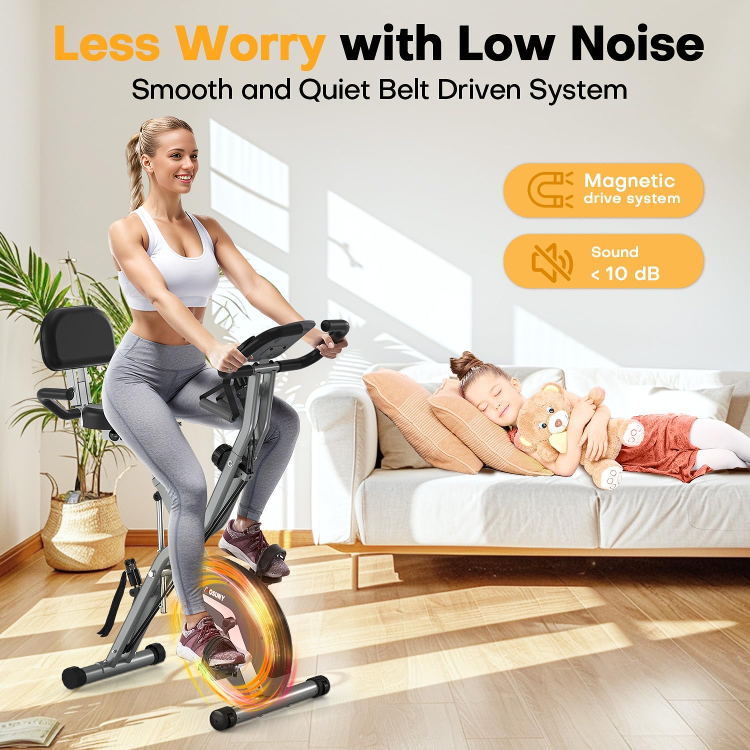 Exercise Bike, MOSUNY 5-in-1 Stationary Bike With 10DB Super-Silent, Folding Exercise Bike with 16-Level Adjustable Magnetic Resistance, 350 LBS Indoor Cycling Bike For Home Workout - pokemaExercise Bike, MOSUNY 5-in-1 Stationary Bike With 10DB Super-Silent, Folding Exercise Bike with 16-Level Adjustable Magnetic Resistance, 350 LBS Indoor Cycling Bike For Home Workout