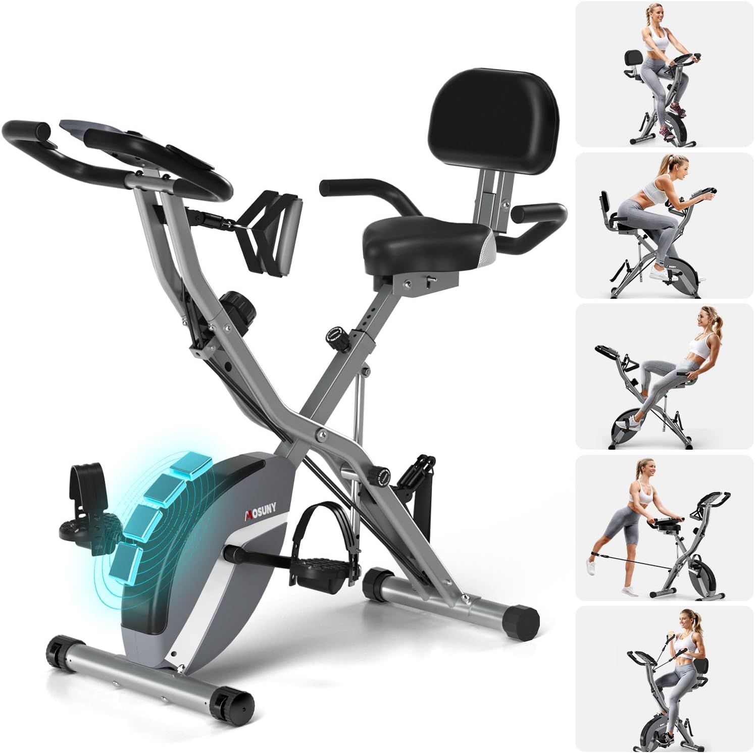 Exercise Bike, MOSUNY 5-in-1 Stationary Bike With 10DB Super-Silent, Folding Exercise Bike with 16-Level Adjustable Magnetic Resistance, 350 LBS Indoor Cycling Bike For Home Workout - pokemaExercise Bike, MOSUNY 5-in-1 Stationary Bike With 10DB Super-Silent, Folding Exercise Bike with 16-Level Adjustable Magnetic Resistance, 350 LBS Indoor Cycling Bike For Home Workout