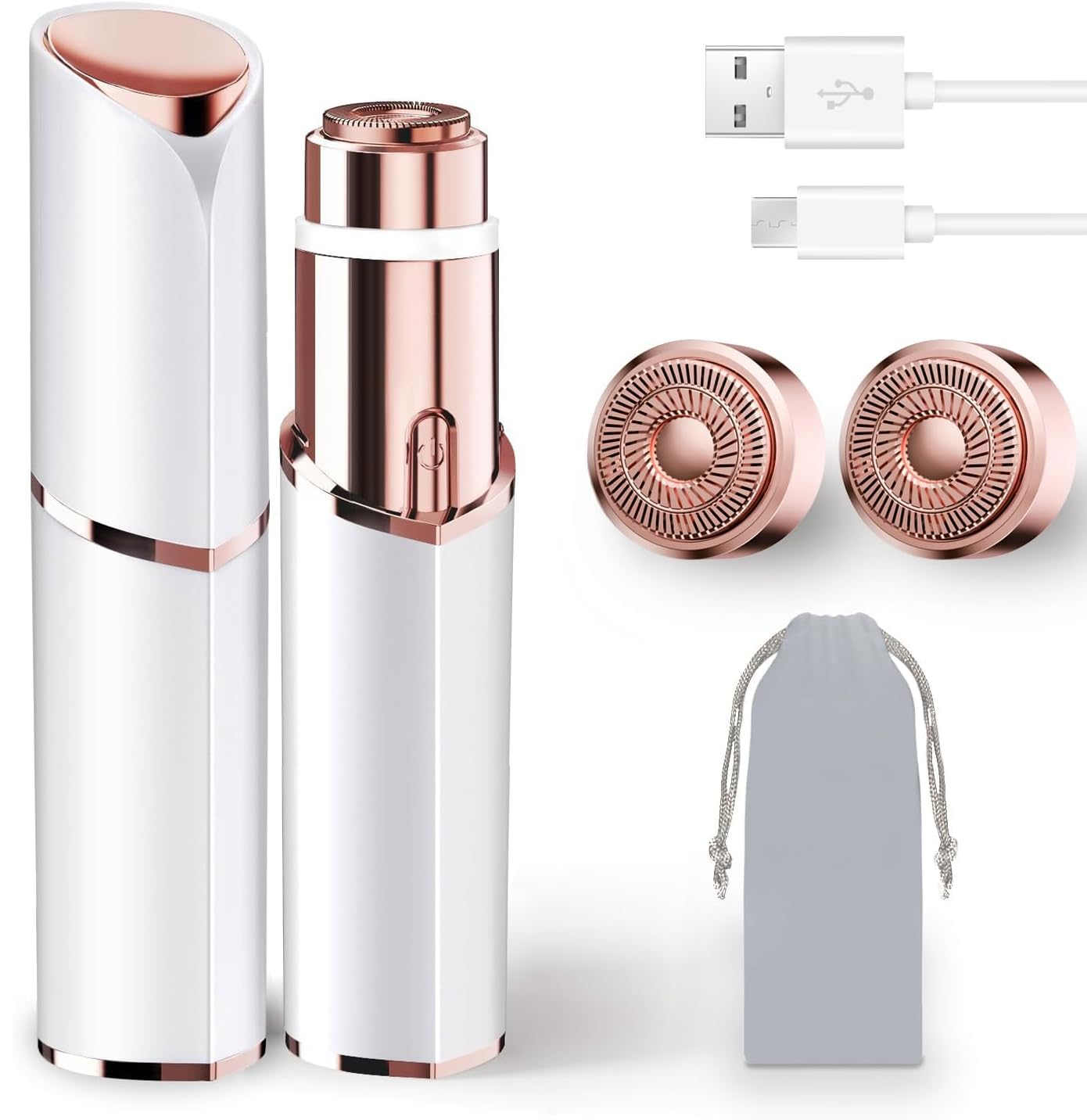 Facial Hair Removal for Women, Portable Lady Shaver, Rechargeable Painless Hair Remover for Face, Upper Lips, Chin, Peach Fuzz - pokemaFacial Hair Removal for Women, Portable Lady Shaver, Rechargeable Painless Hair Remover for Face, Upper Lips, Chin, Peach Fuzz
