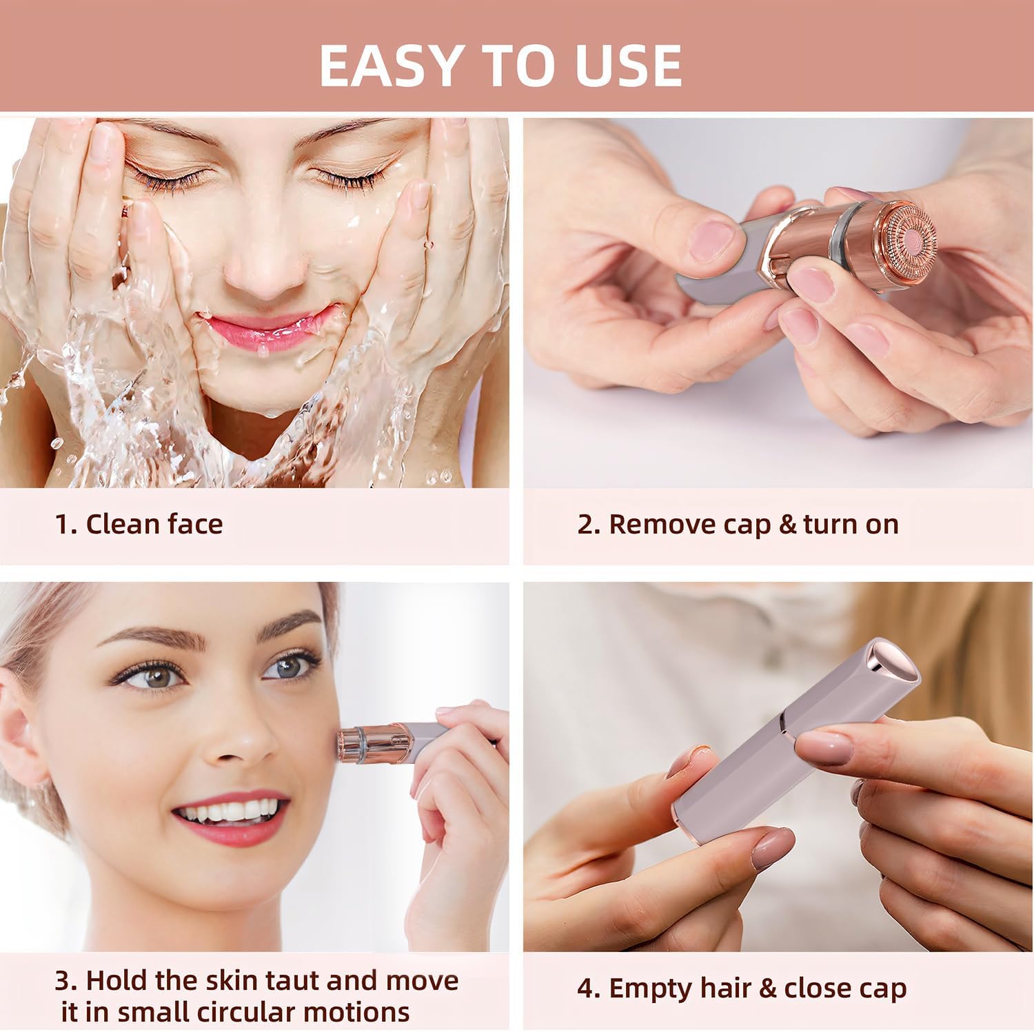 Facial Hair Removal for Women, Portable Lady Shaver, Rechargeable Painless Hair Remover for Face, Upper Lips, Chin, Peach Fuzz - pokemaFacial Hair Removal for Women, Portable Lady Shaver, Rechargeable Painless Hair Remover for Face, Upper Lips, Chin, Peach Fuzz