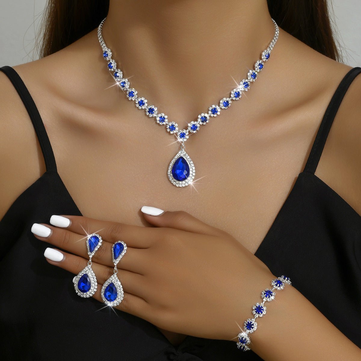 Fashion Jewelry Bridal Jewelry Suit Necklace Ear Stud Bracelet Three-piece Set - pokemabd9d3b32620fa2ba075b6b16aae10e3