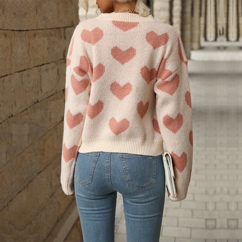 Fashion Love Print Knitting Sweater Casual Pullover Long-sleeved Top Womens Clothing - pokemaa5452c5f9851e79bc6d61d4df09ad7a5
