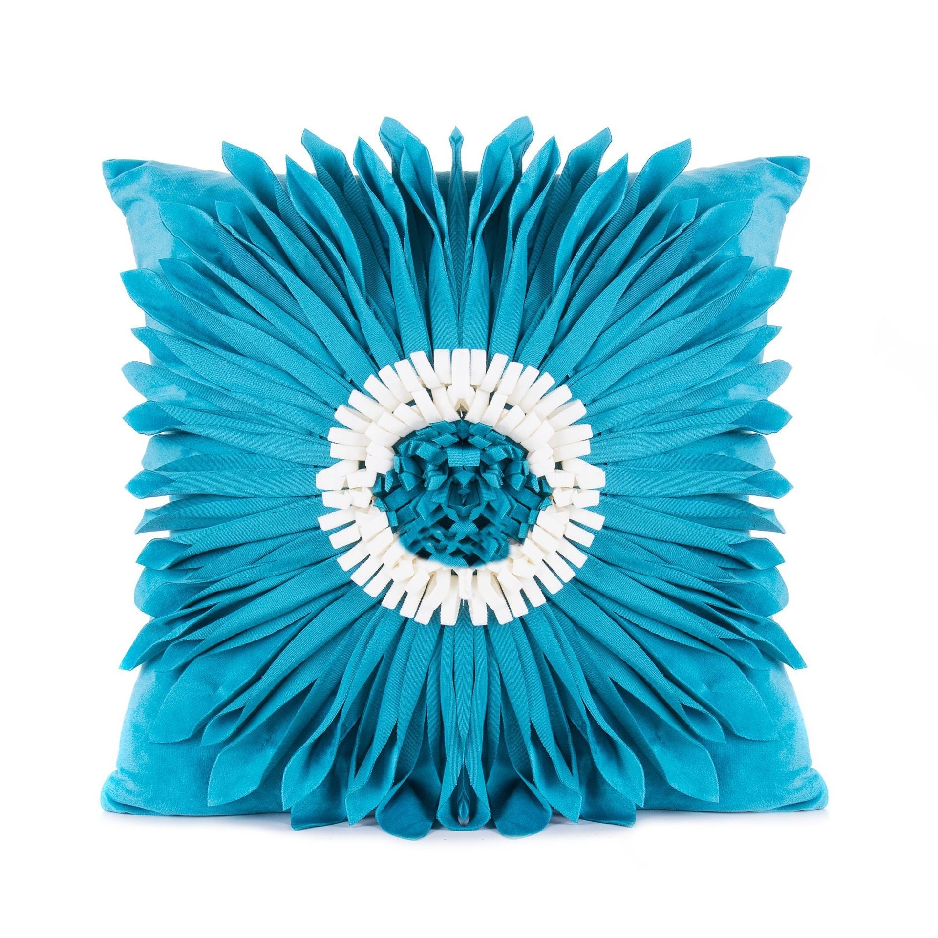 Fashion Modern Style White Throw Pillows Velvet Stitching 3D Chrysanthemum Cushion Waist Pillow Blue Cushion Case - pokemad982afbcc735062c414cb477585ac32e