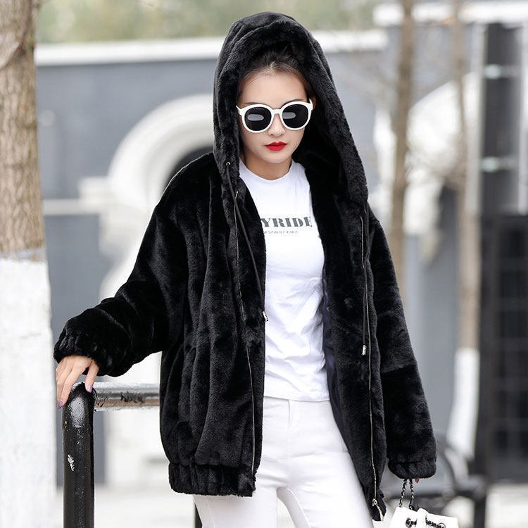 Flannel Hooded Coat Women's Mid-length Winter - pokema95920c3108e2143317fb19b05d69246