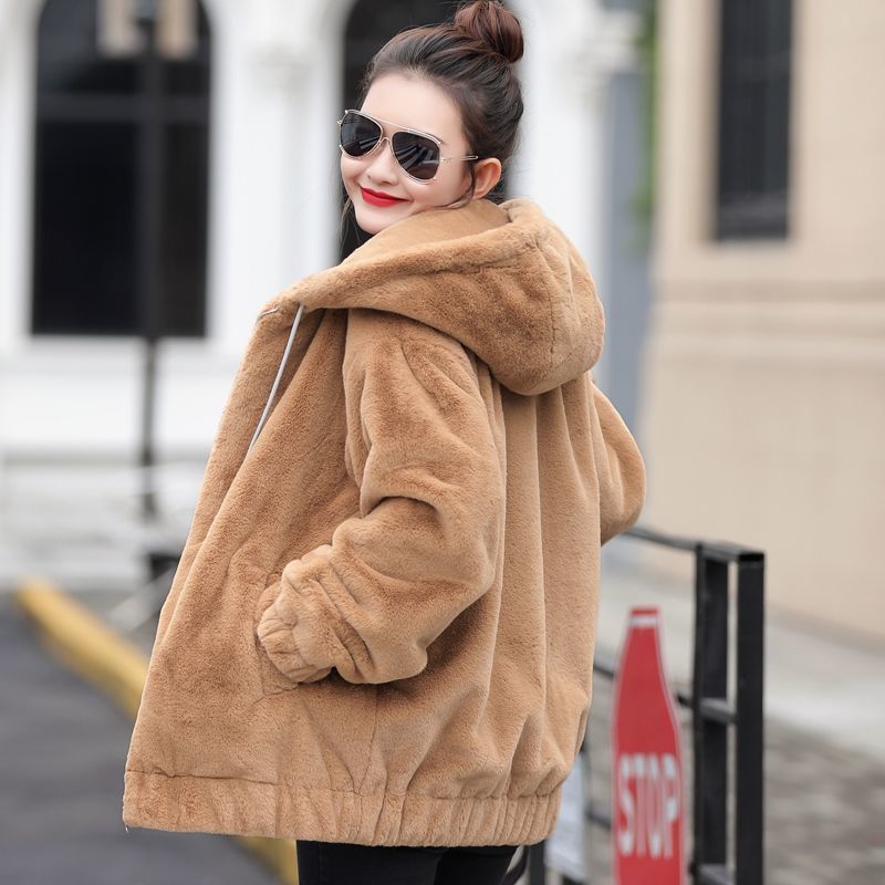 Flannel Hooded Coat Women's Mid-length Winter - pokemaa357a4c1d704a5e1a656f7f3b1e082f6