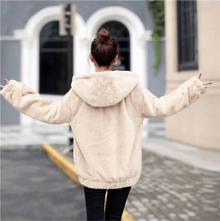 Flannel Hooded Coat Women's Mid-length Winter - pokema3528ebd75f9cdd3fc4b7cc68ec5bc173
