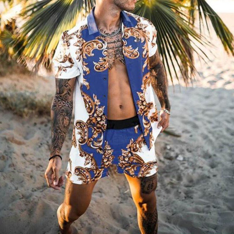 Floral Shirt Beach Two Piece Suit New Fashion Men Sets - pokema436a0c3be6bd370db59d1acbc9969744
