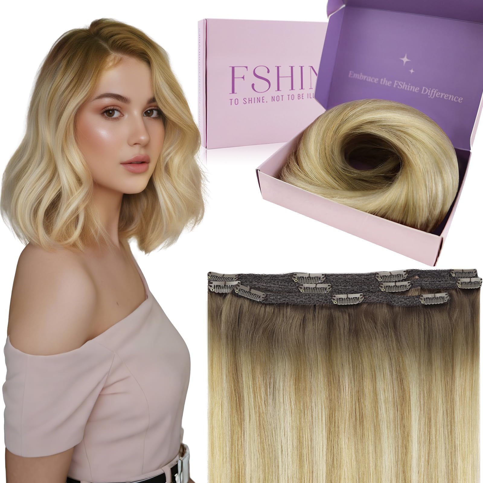 Fshine Clip in Hair Extensions Human Hair Jet Black 26 in 135 G For Party | 7pcs, Hair Extensions, for Women, Add Volume and Length - pokemaFshine Clip in Hair Extensions Human Hair Jet Black 26 in 135 G For Party | 7pcs, Hair Extensions, for Women, Add Volume and Length