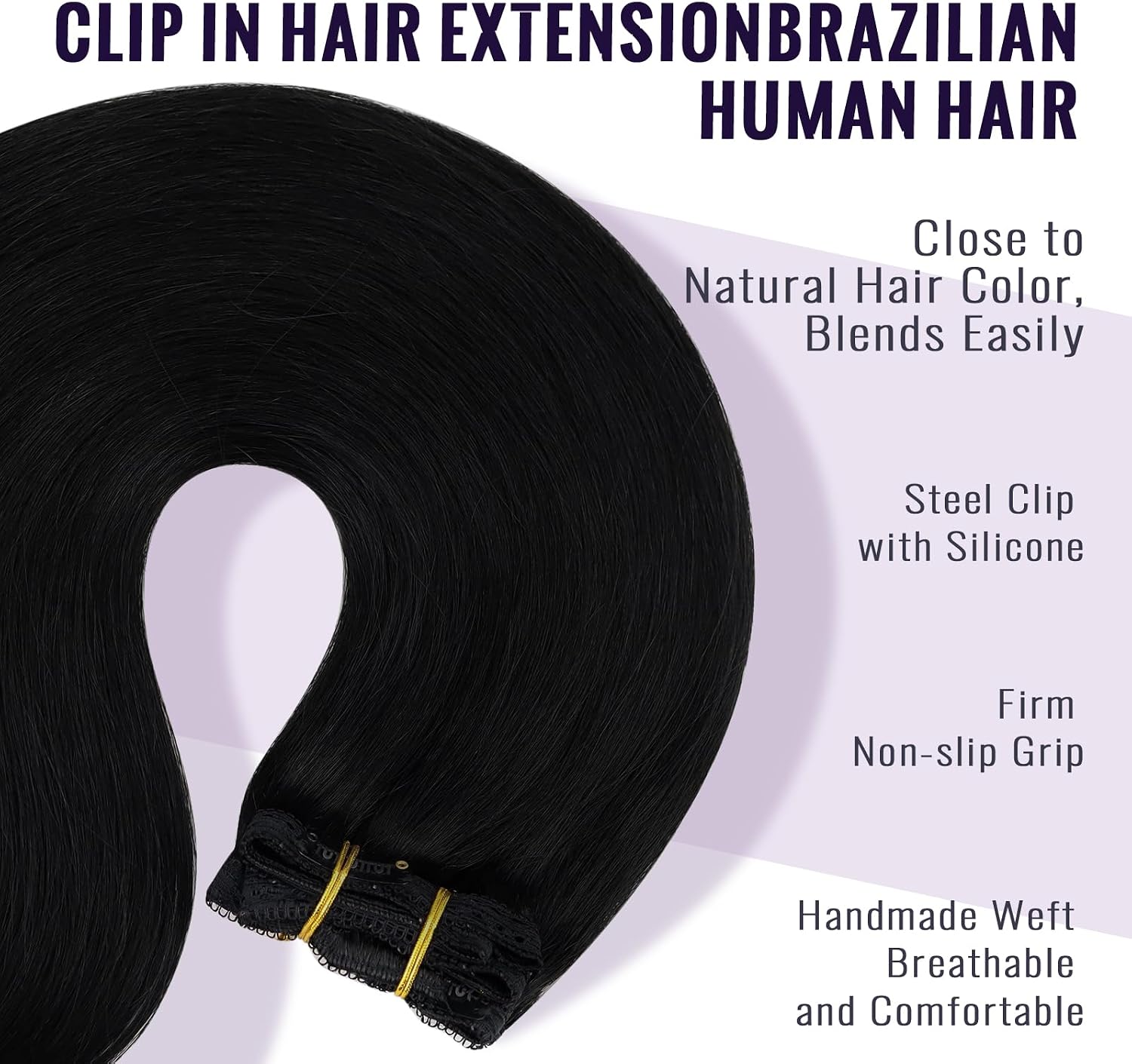 Fshine Clip in Hair Extensions Human Hair Jet Black 26 in 135 G For Party | 7pcs, Hair Extensions, for Women, Add Volume and Length - pokemaFshine Clip in Hair Extensions Human Hair Jet Black 26 in 135 G For Party | 7pcs, Hair Extensions, for Women, Add Volume and Length