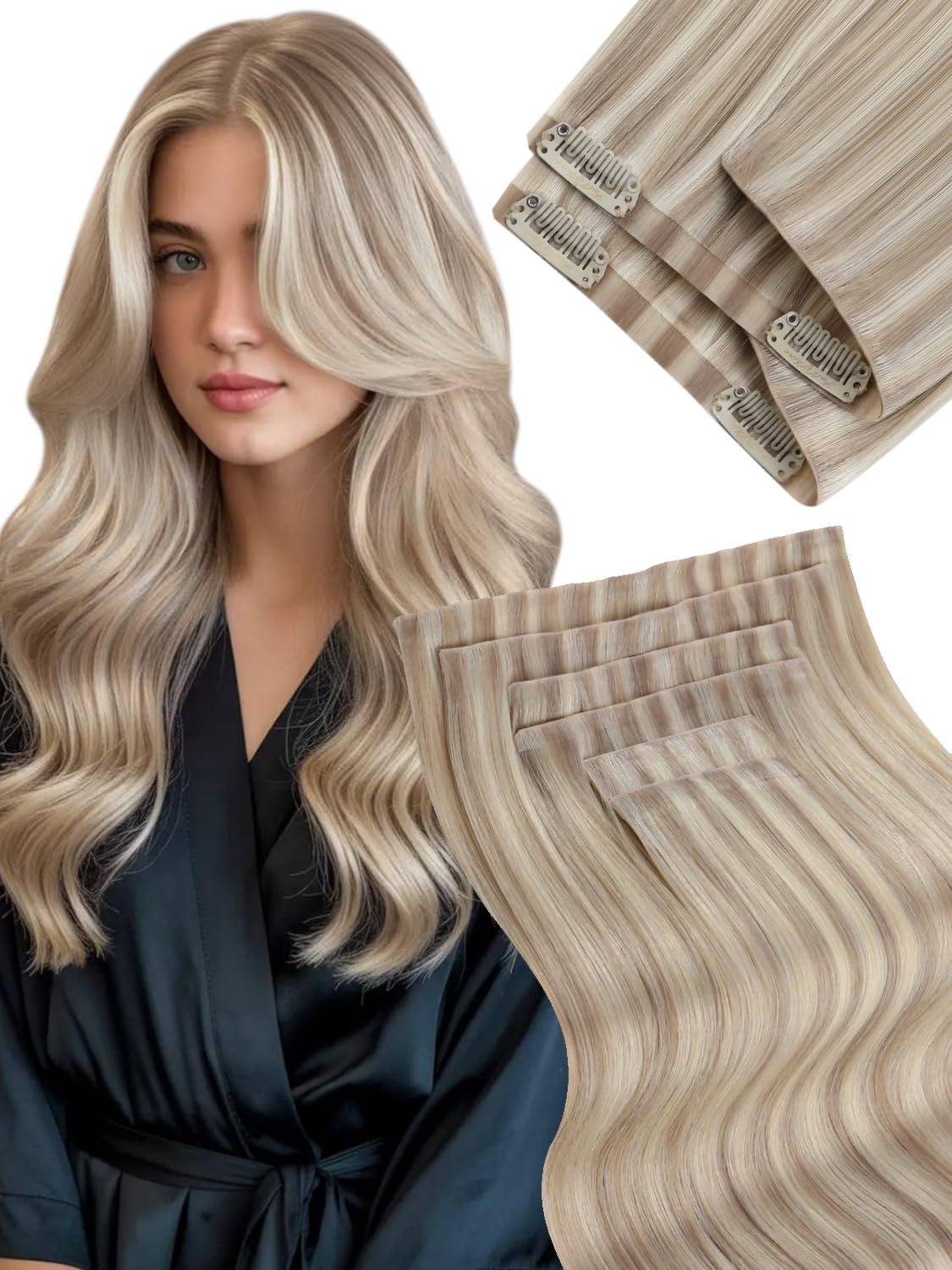 Fshine Clip in Hair Extensions Human Hair Jet Black 26 in 135 G For Party | 7pcs, Hair Extensions, for Women, Add Volume and Length - pokemaFshine Clip in Hair Extensions Human Hair Jet Black 26 in 135 G For Party | 7pcs, Hair Extensions, for Women, Add Volume and Length