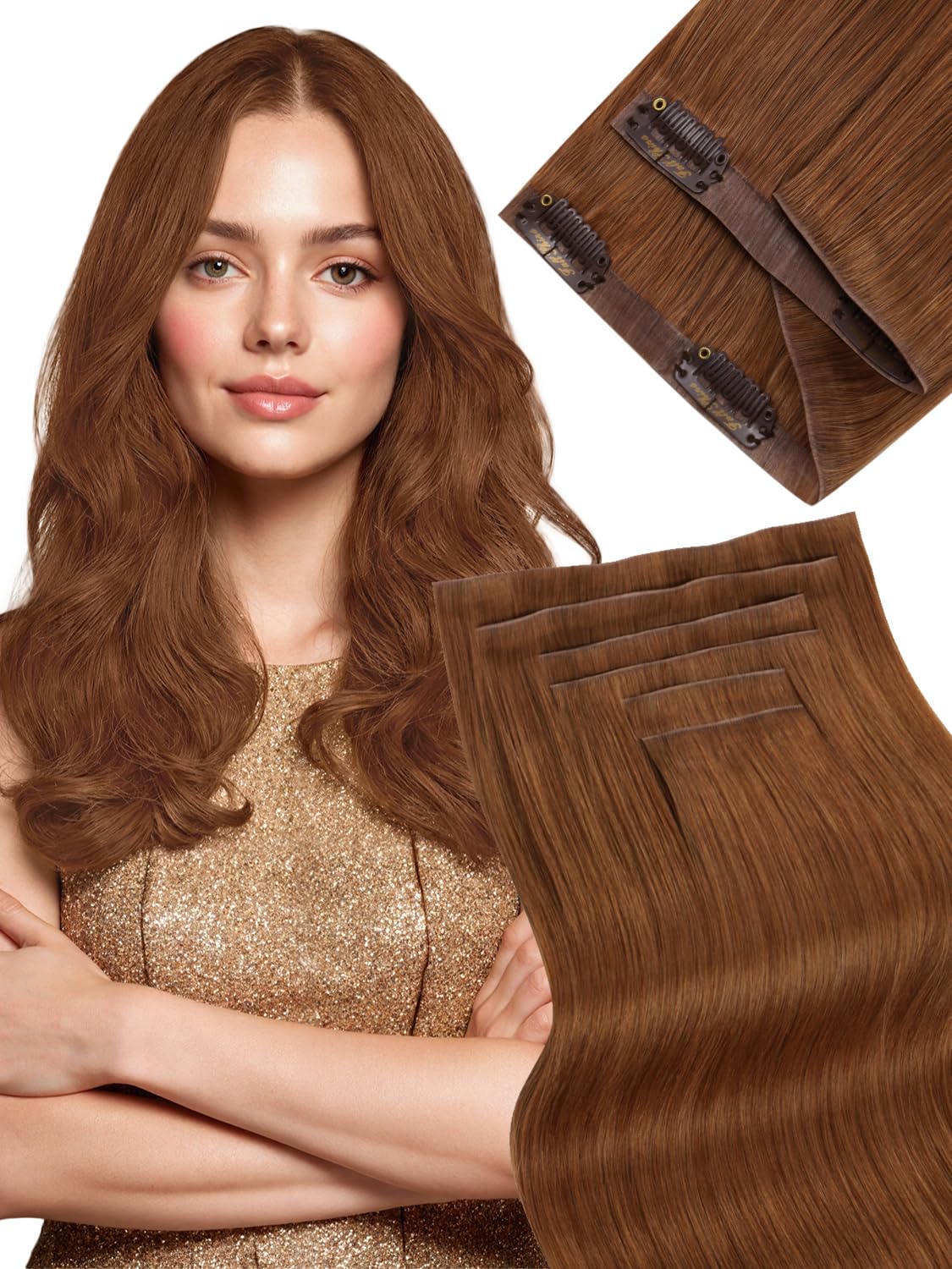 Fshine Clip in Hair Extensions Human Hair Jet Black 26 in 135 G For Party | 7pcs, Hair Extensions, for Women, Add Volume and Length - pokemaFshine Clip in Hair Extensions Human Hair Jet Black 26 in 135 G For Party | 7pcs, Hair Extensions, for Women, Add Volume and Length