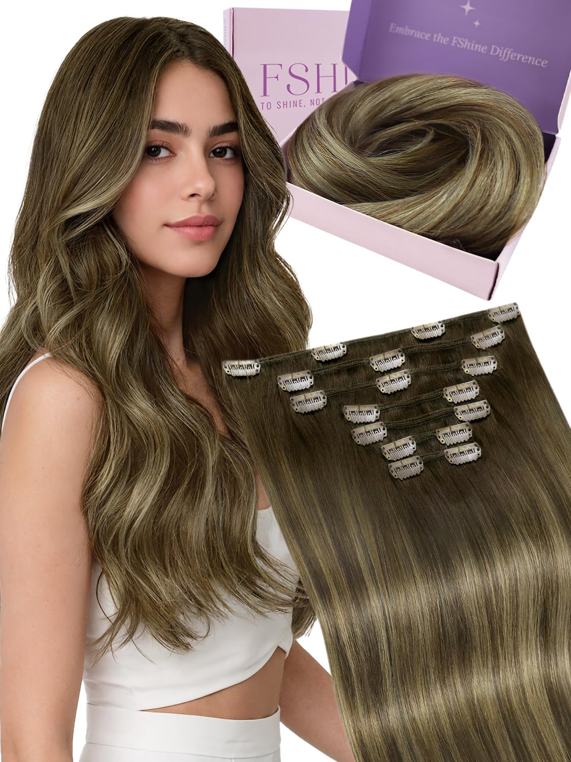 Fshine Clip in Hair Extensions Human Hair Jet Black 26 in 135 G For Party | 7pcs, Hair Extensions, for Women, Add Volume and Length - pokemaFshine Clip in Hair Extensions Human Hair Jet Black 26 in 135 G For Party | 7pcs, Hair Extensions, for Women, Add Volume and Length