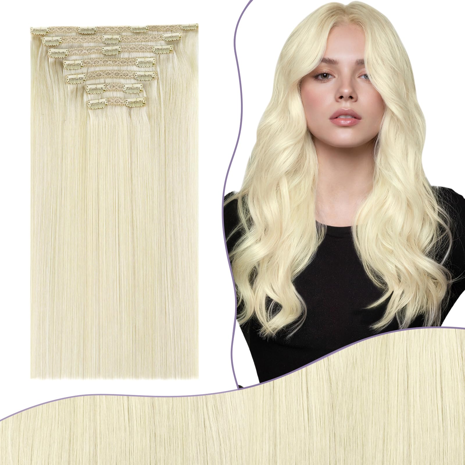 Fshine Clip in Hair Extensions Human Hair Jet Black 26 in 135 G For Party | 7pcs, Hair Extensions, for Women, Add Volume and Length - pokemaFshine Clip in Hair Extensions Human Hair Jet Black 26 in 135 G For Party | 7pcs, Hair Extensions, for Women, Add Volume and Length