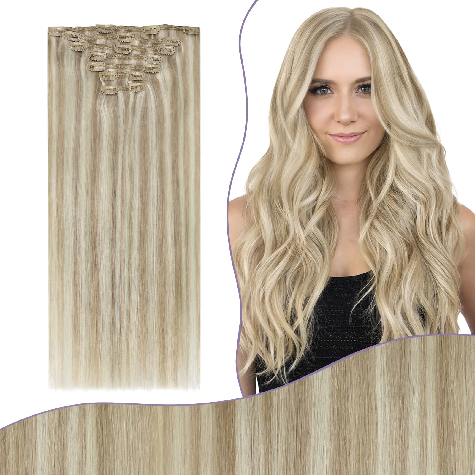 Fshine Clip in Hair Extensions Human Hair Jet Black 26 in 135 G For Party | 7pcs, Hair Extensions, for Women, Add Volume and Length - pokemaFshine Clip in Hair Extensions Human Hair Jet Black 26 in 135 G For Party | 7pcs, Hair Extensions, for Women, Add Volume and Length