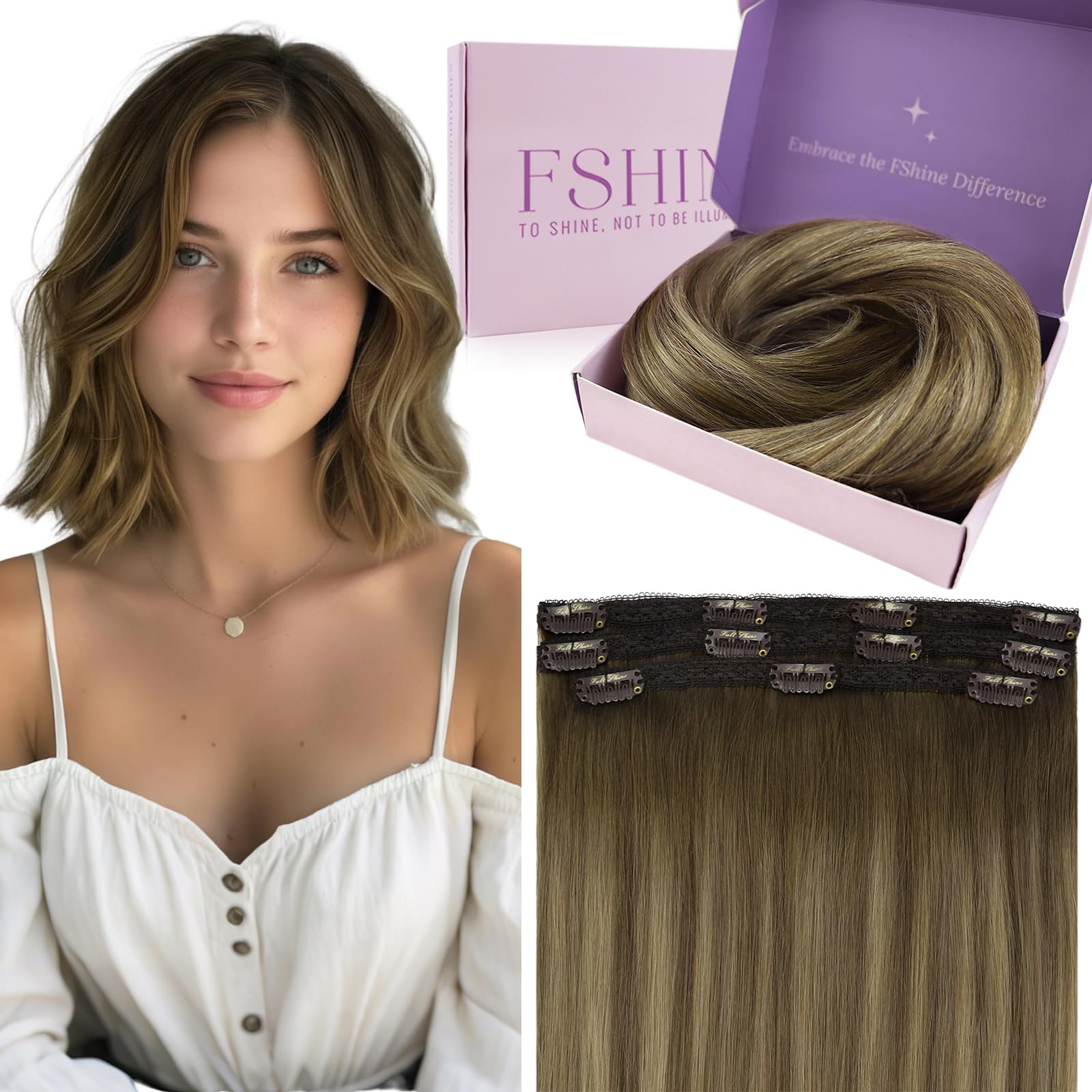 Fshine Clip in Hair Extensions Human Hair Jet Black 26 in 135 G For Party | 7pcs, Hair Extensions, for Women, Add Volume and Length - pokemaFshine Clip in Hair Extensions Human Hair Jet Black 26 in 135 G For Party | 7pcs, Hair Extensions, for Women, Add Volume and Length