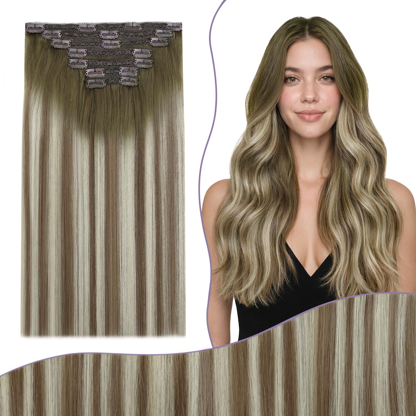 Fshine Clip in Hair Extensions Human Hair Jet Black 26 in 135 G For Party | 7pcs, Hair Extensions, for Women, Add Volume and Length - pokemaFshine Clip in Hair Extensions Human Hair Jet Black 26 in 135 G For Party | 7pcs, Hair Extensions, for Women, Add Volume and Length