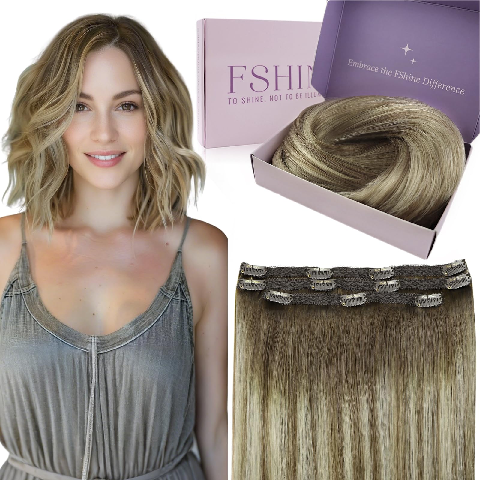 Fshine Clip in Hair Extensions Human Hair Jet Black 26 in 135 G For Party | 7pcs, Hair Extensions, for Women, Add Volume and Length - pokemaFshine Clip in Hair Extensions Human Hair Jet Black 26 in 135 G For Party | 7pcs, Hair Extensions, for Women, Add Volume and Length