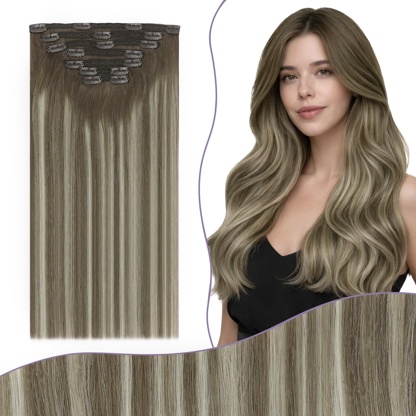 Fshine Clip in Hair Extensions Human Hair Jet Black 26 in 135 G For Party | 7pcs, Hair Extensions, for Women, Add Volume and Length - pokemaFshine Clip in Hair Extensions Human Hair Jet Black 26 in 135 G For Party | 7pcs, Hair Extensions, for Women, Add Volume and Length