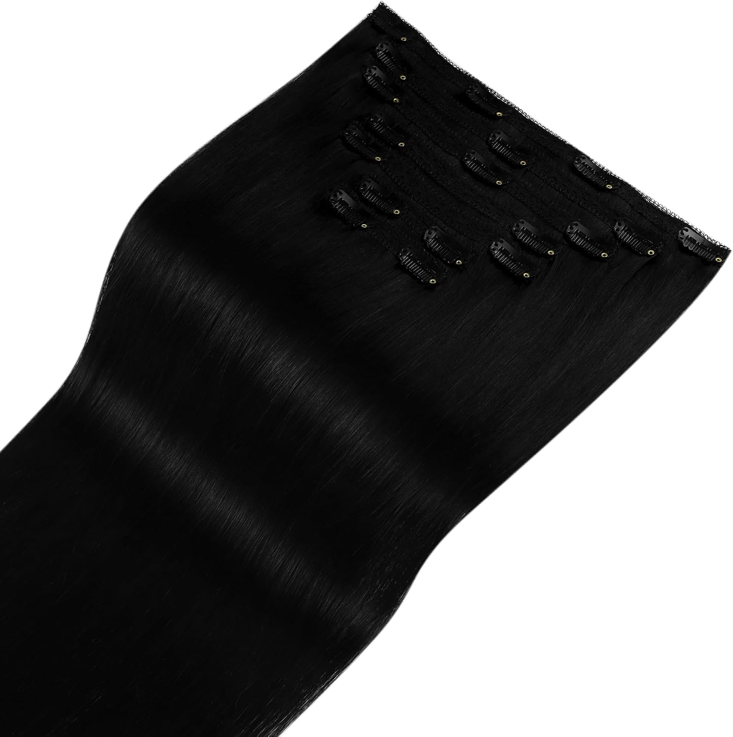 Fshine Clip in Hair Extensions Human Hair Jet Black 26 in 135 G For Party | 7pcs, Hair Extensions, for Women, Add Volume and Length - pokemaFshine Clip in Hair Extensions Human Hair Jet Black 26 in 135 G For Party | 7pcs, Hair Extensions, for Women, Add Volume and Length